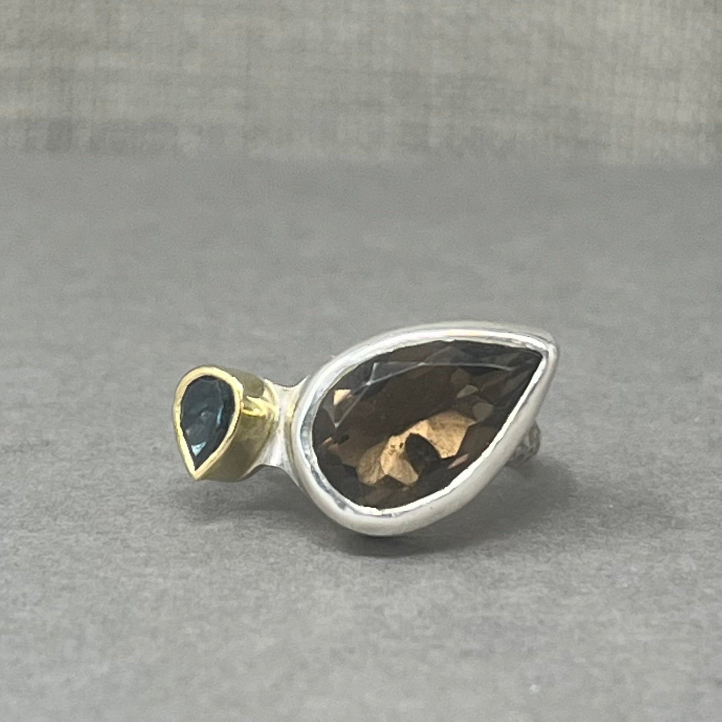Smoky Quartz and Topaz Cocktail Ring - Emily Lisbeth Jewellery