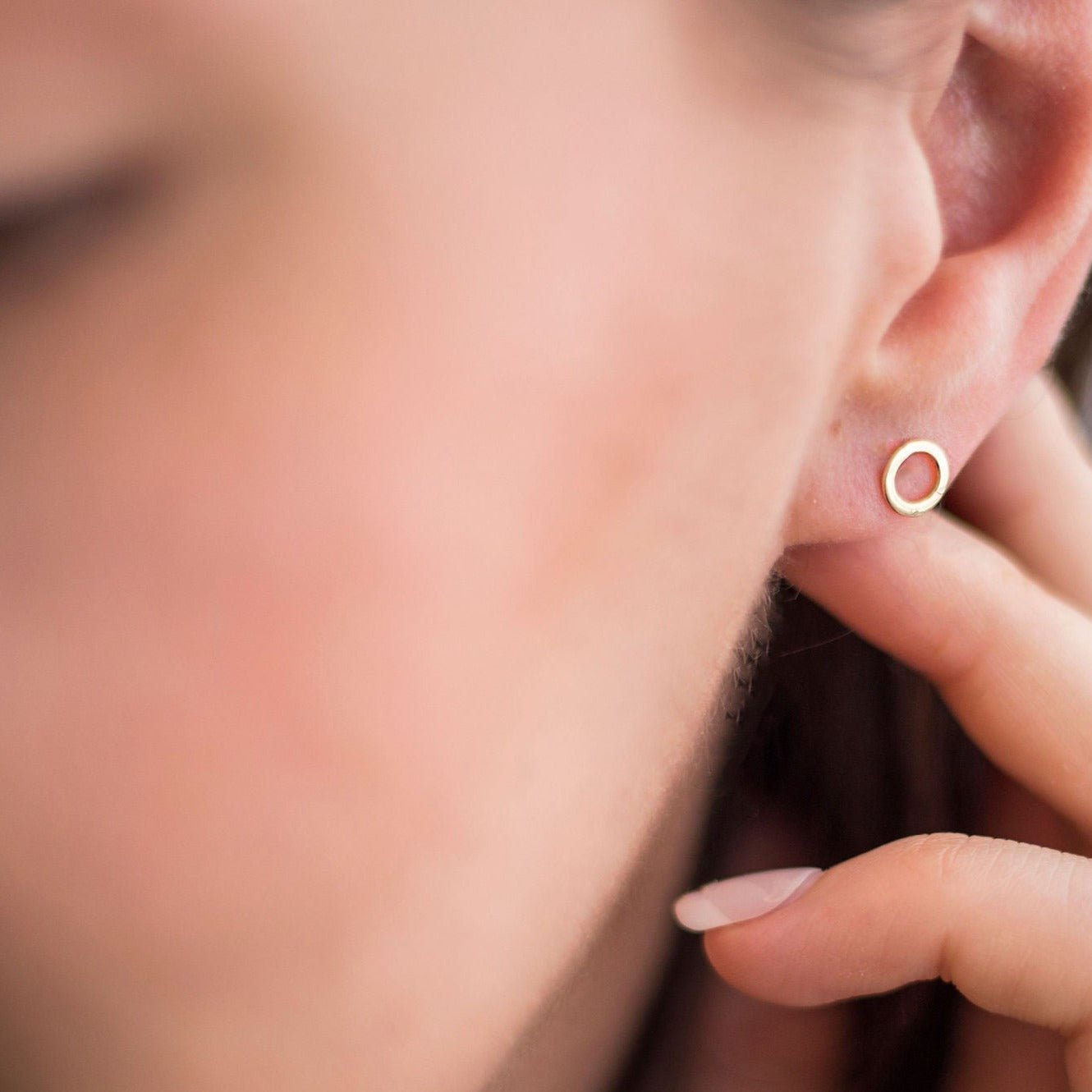 Tiny Gold Circle Studs - Emily Lisbeth Jewellery