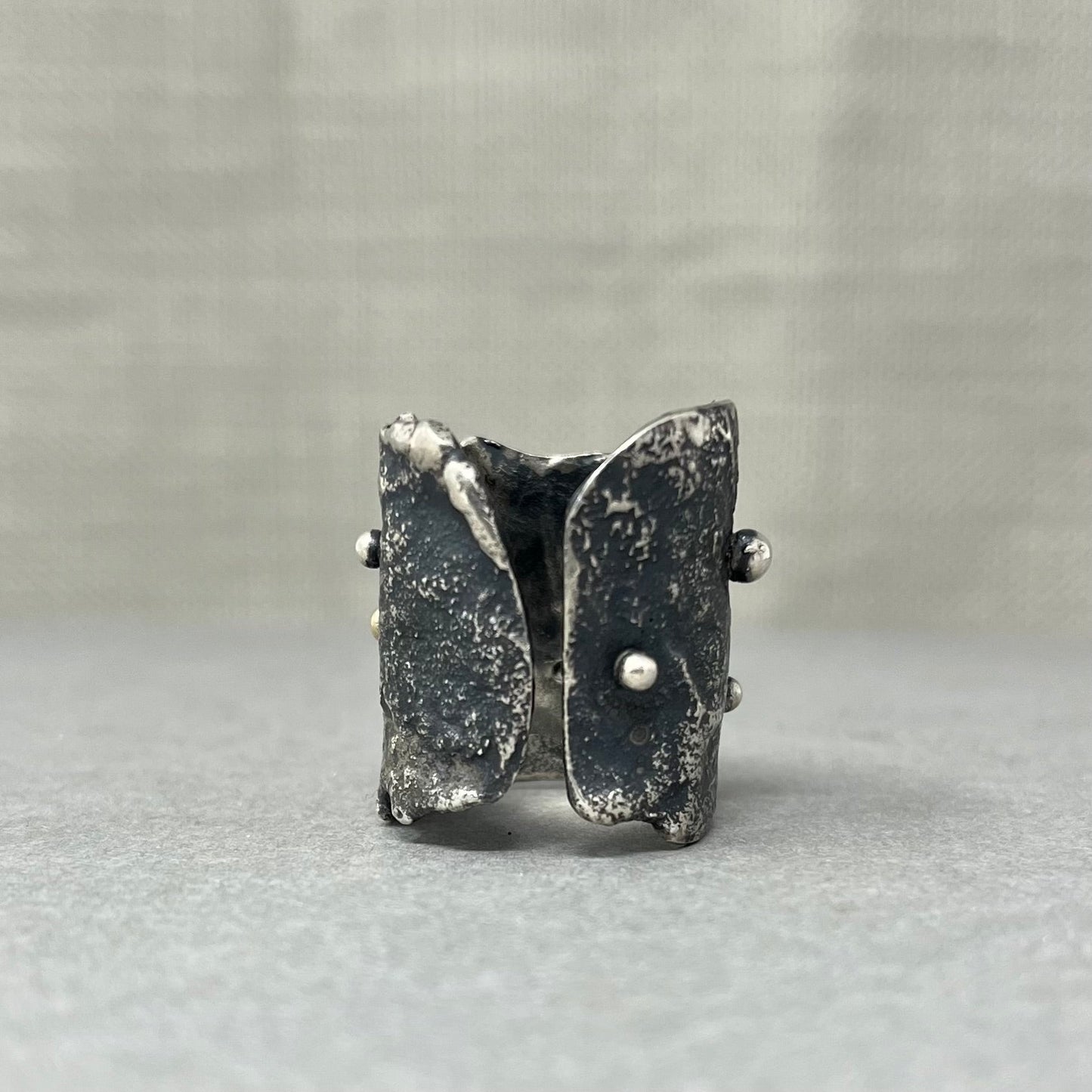Wide Diamond Ball Cuff Ring - Emily Lisbeth Jewellery
