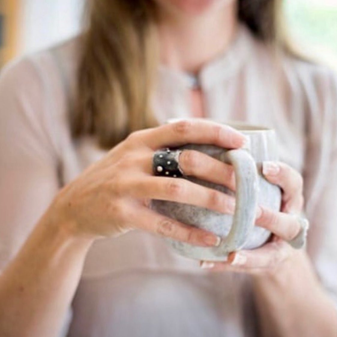 Wide Diamond Ball Cuff Ring - Emily Lisbeth Jewellery