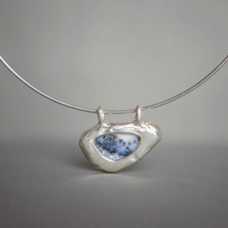 Winterscape Dendritic Agate Statement Choker - Emily Lisbeth Jewellery