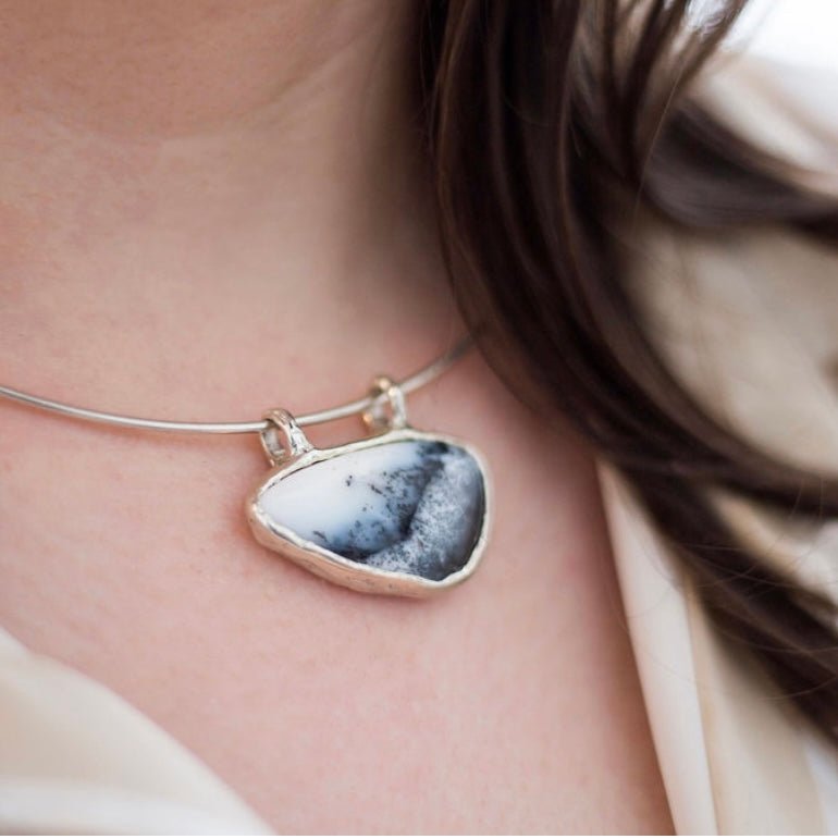 Winterscape Dendritic Agate Statement Choker - Emily Lisbeth Jewellery