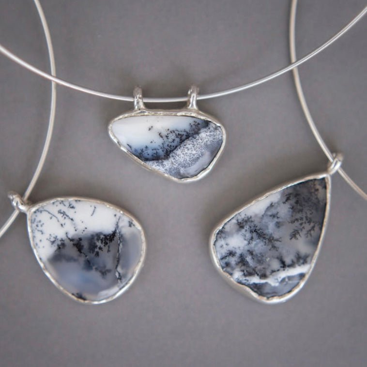 Winterscape Dendritic Agate Statement Choker - Emily Lisbeth Jewellery
