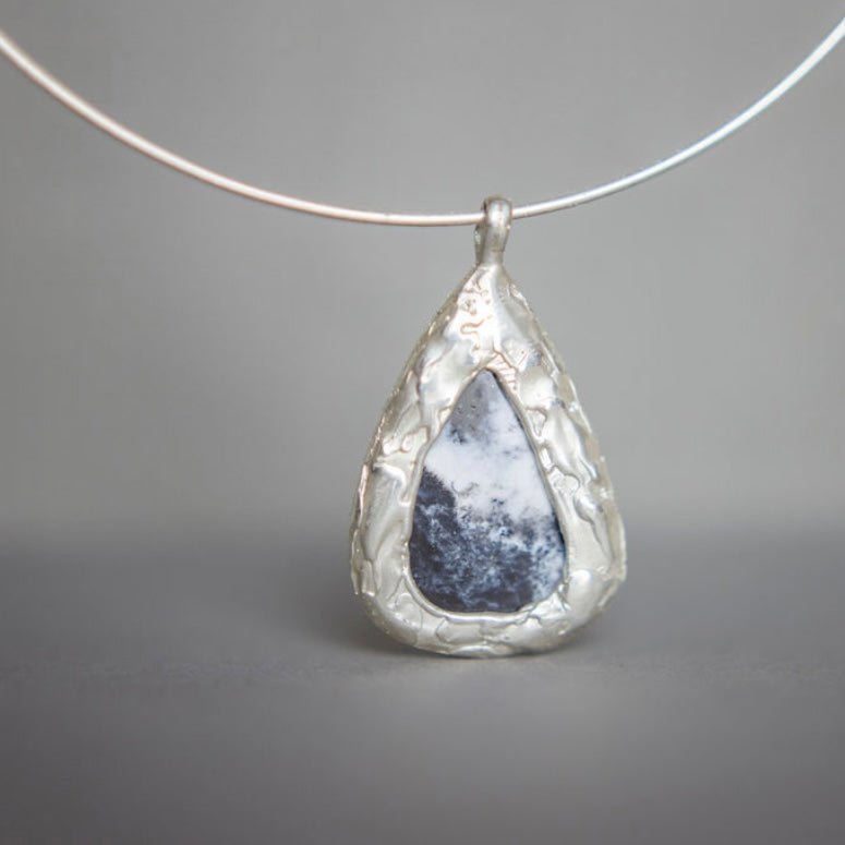 Winterscape Dendritic agate statement necklace - Emily Lisbeth Jewellery