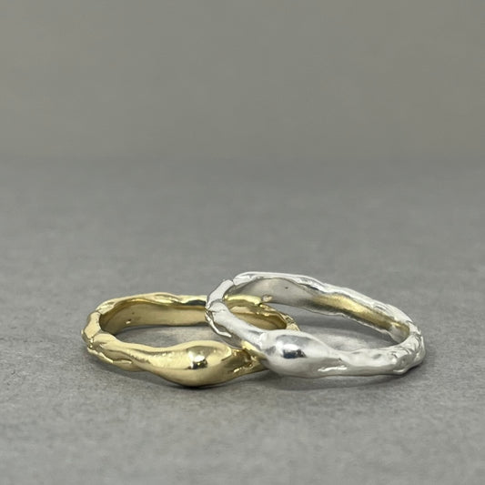 Molten Dew Drop Ring / Silver or Gold