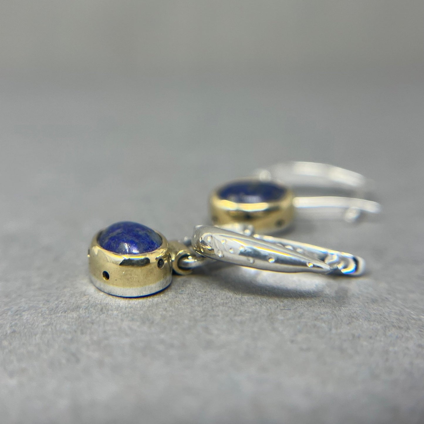 18ct Gold and Silver Lapis Hoop Earrings - Emily Lisbeth Jewellery