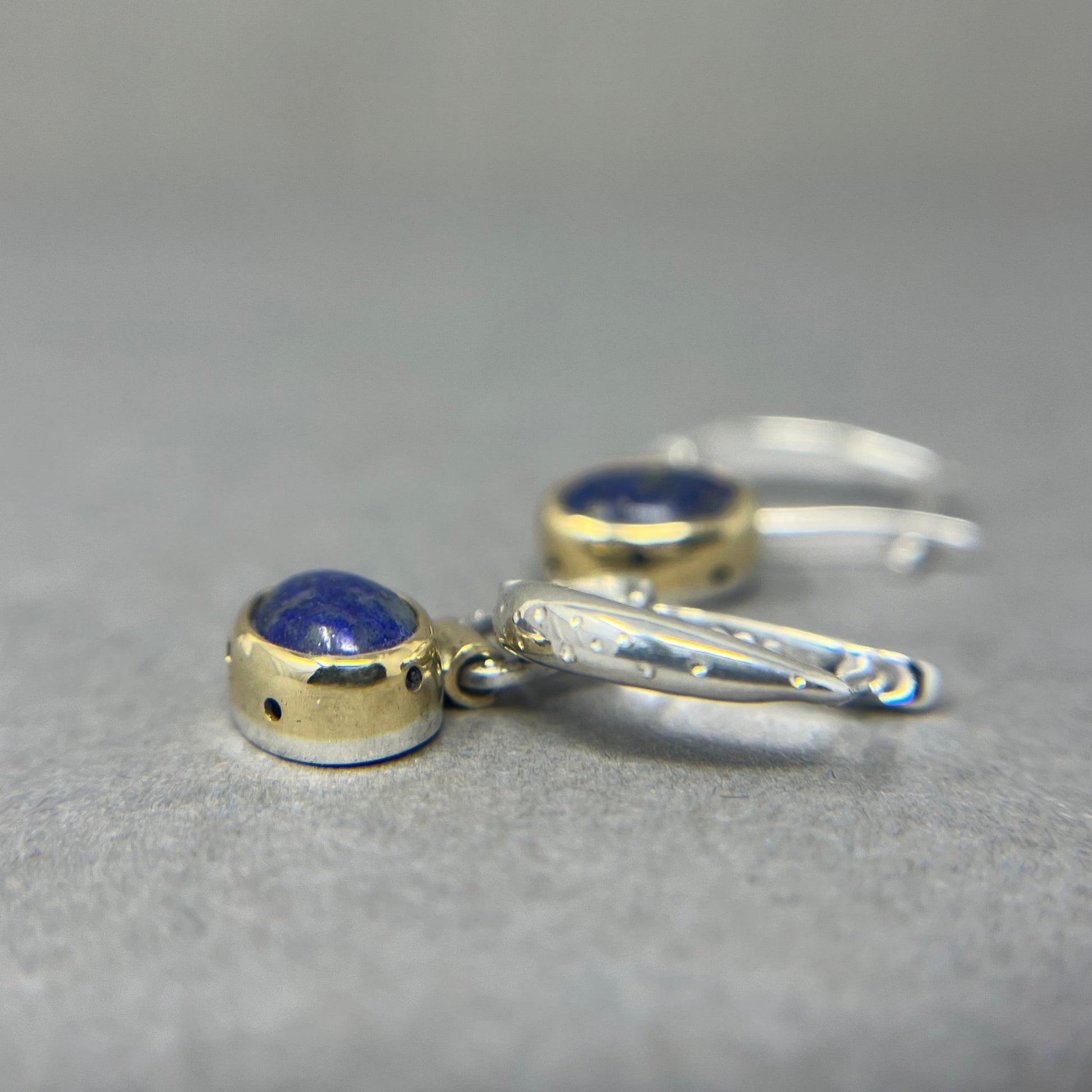 18ct Gold and Silver Lapis Hoop Earrings - Emily Lisbeth Jewellery