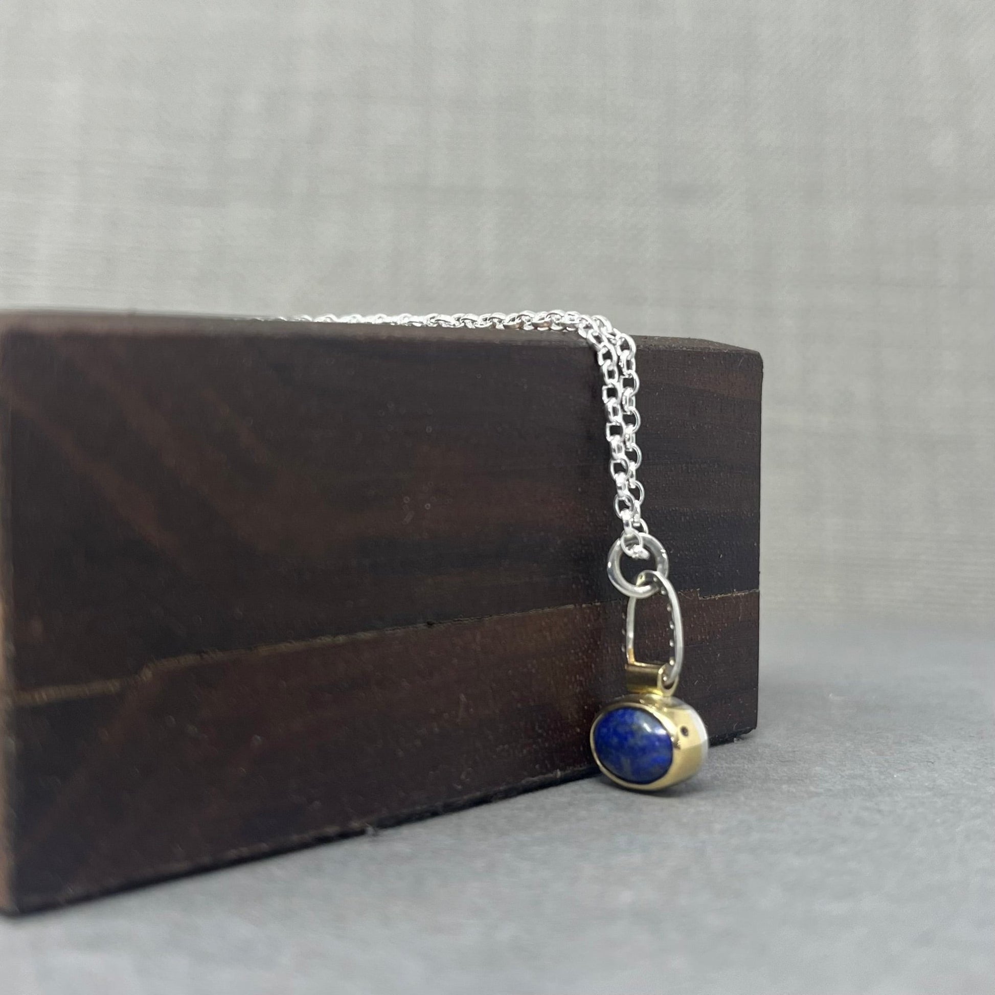 18ct Gold and Silver Lapis Pendant - Emily Lisbeth Jewellery