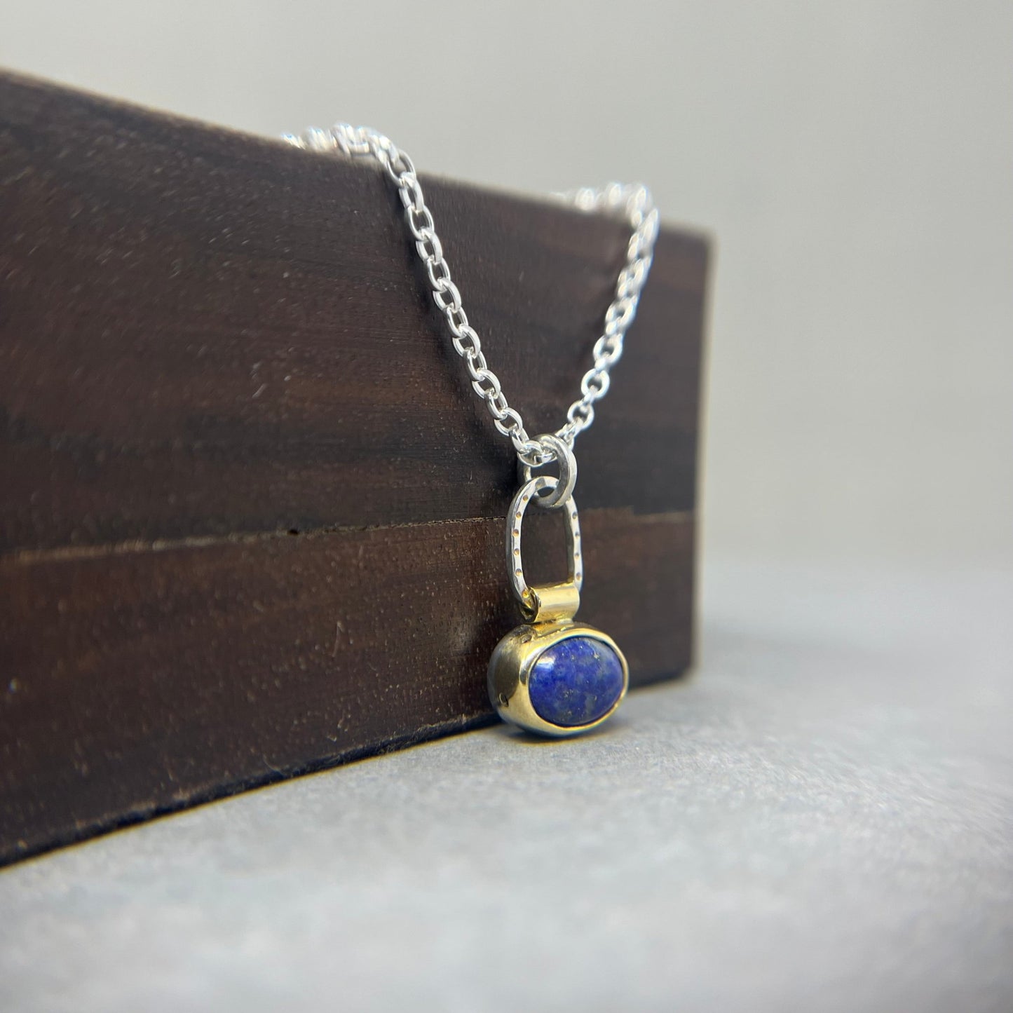 18ct Gold and Silver Lapis Pendant - Emily Lisbeth Jewellery