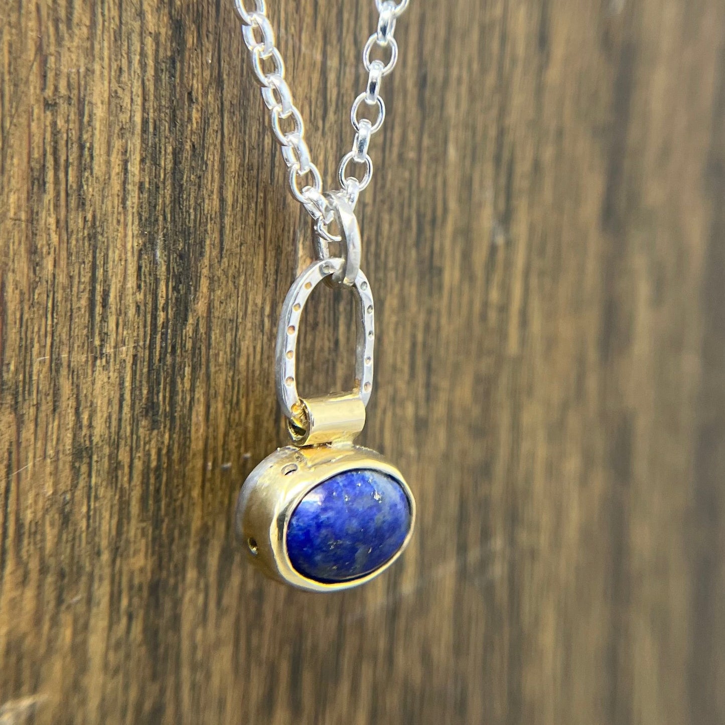18ct Gold and Silver Lapis Pendant - Emily Lisbeth Jewellery