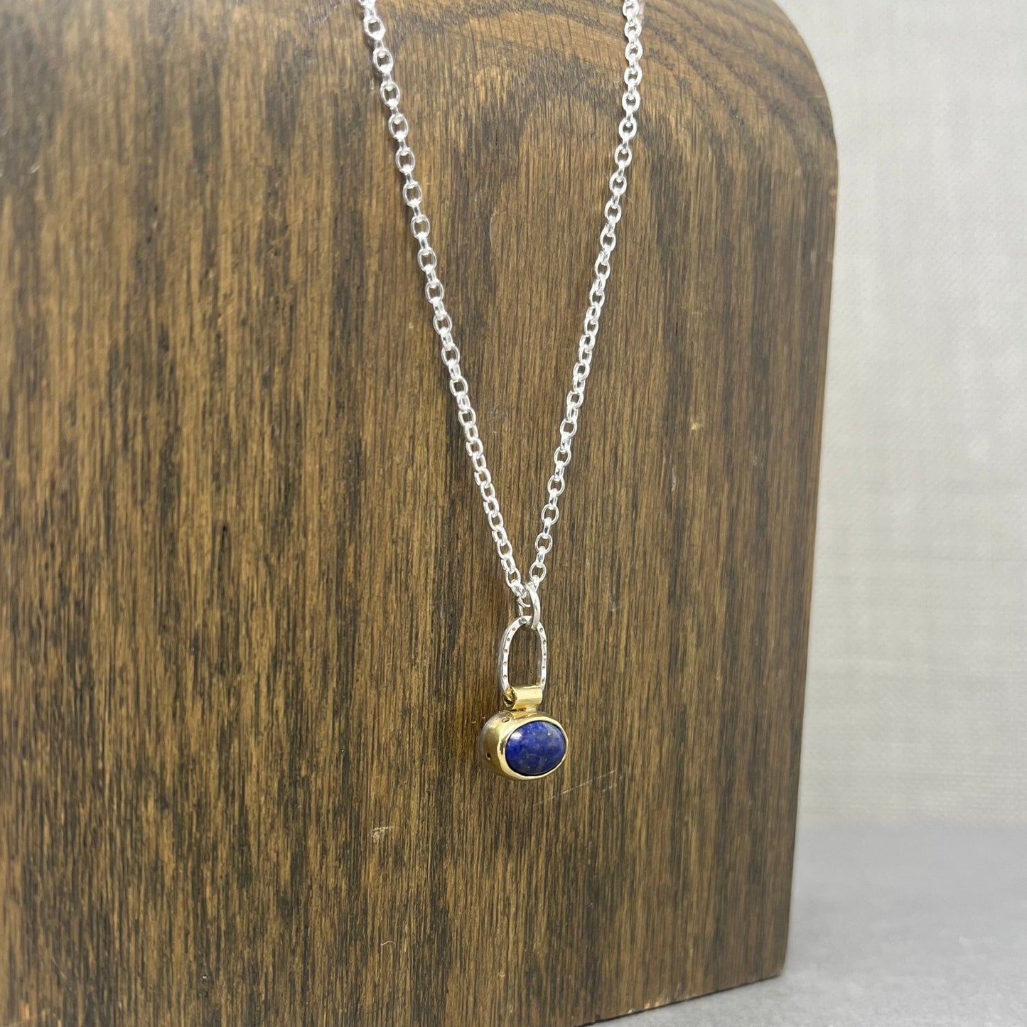 18ct Gold and Silver Lapis Pendant - Emily Lisbeth Jewellery
