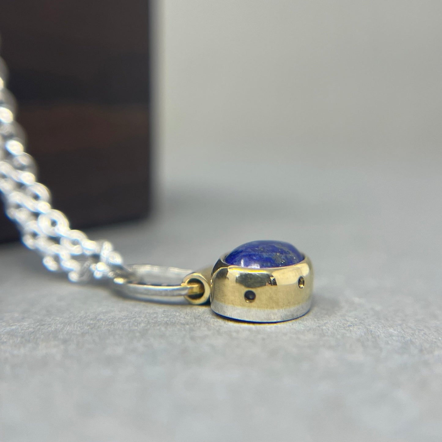 18ct Gold and Silver Lapis Pendant - Emily Lisbeth Jewellery