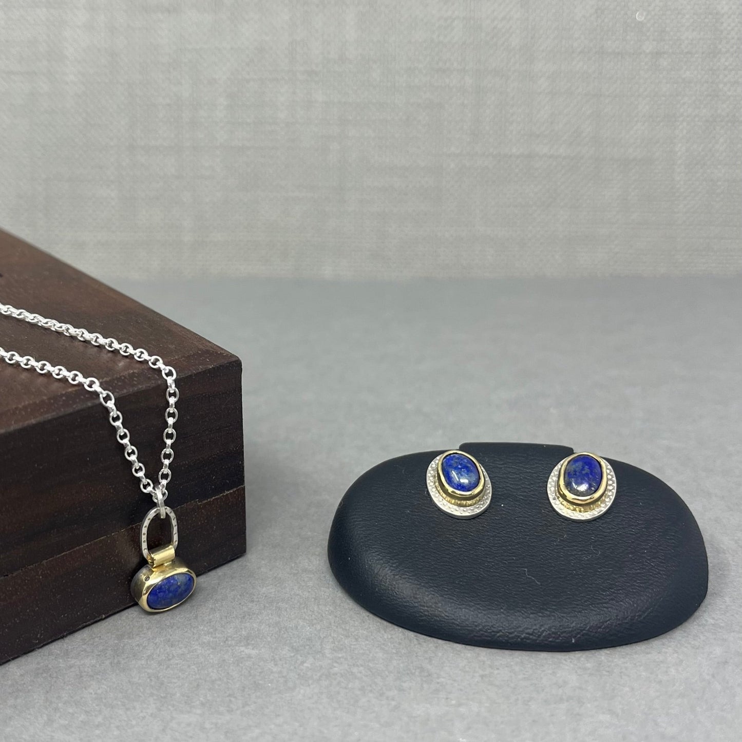 18ct Gold and Silver Lapis Pendant - Emily Lisbeth Jewellery