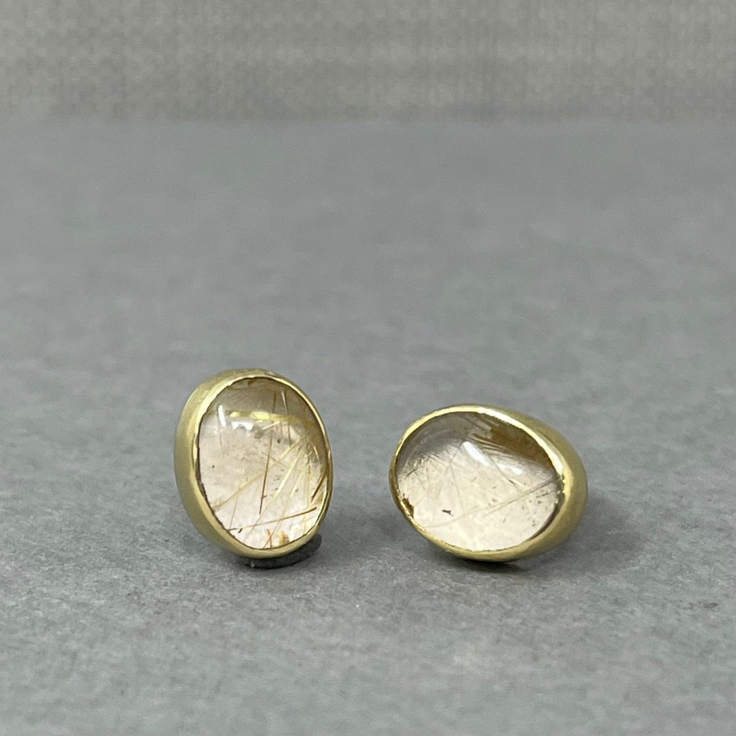 18ct Gold Rutilated Quartz Studs - Emily Lisbeth Jewellery