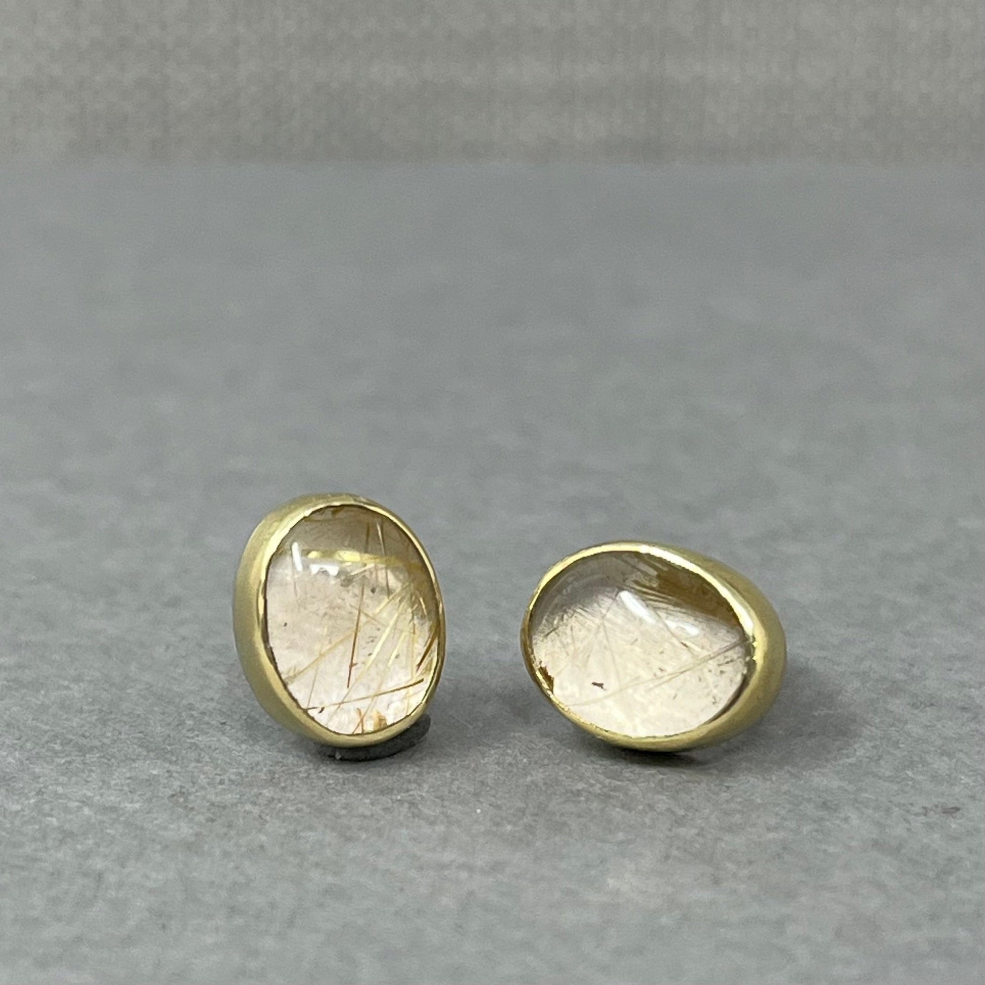 18ct Gold Rutilated Quartz Studs - Emily Lisbeth Jewellery