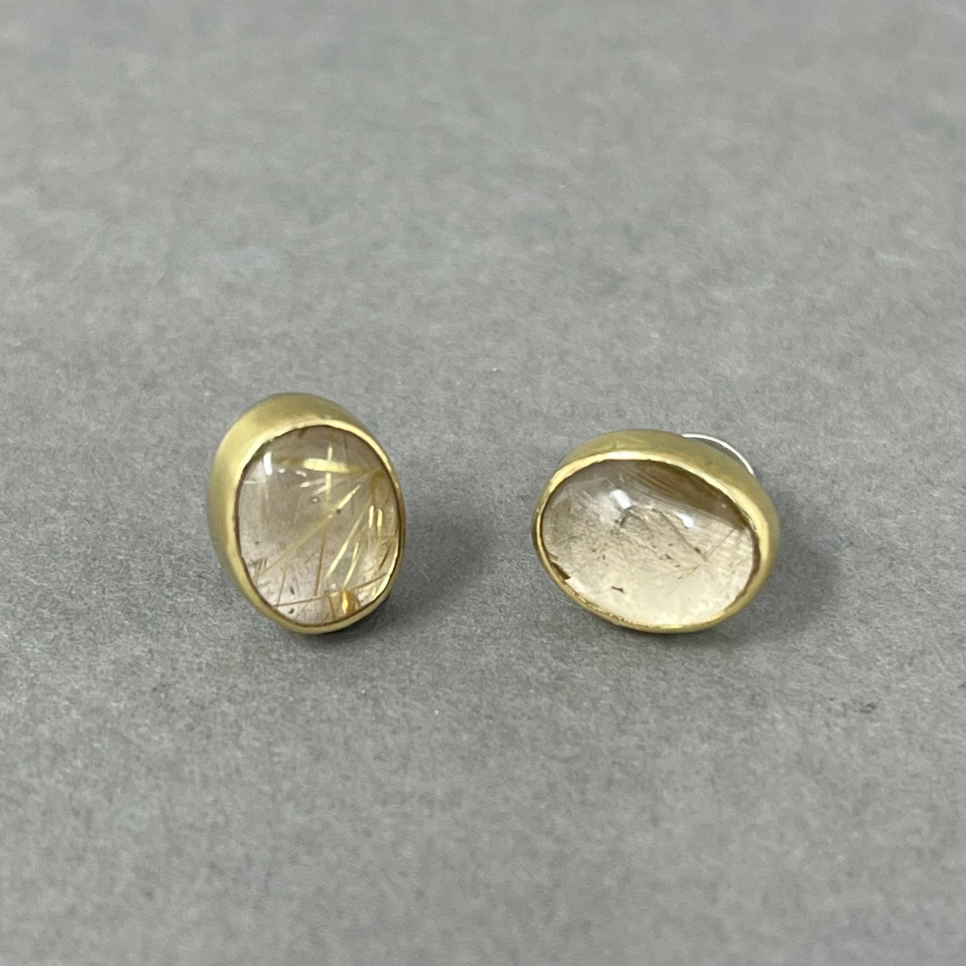 18ct Gold Rutilated Quartz Studs - Emily Lisbeth Jewellery