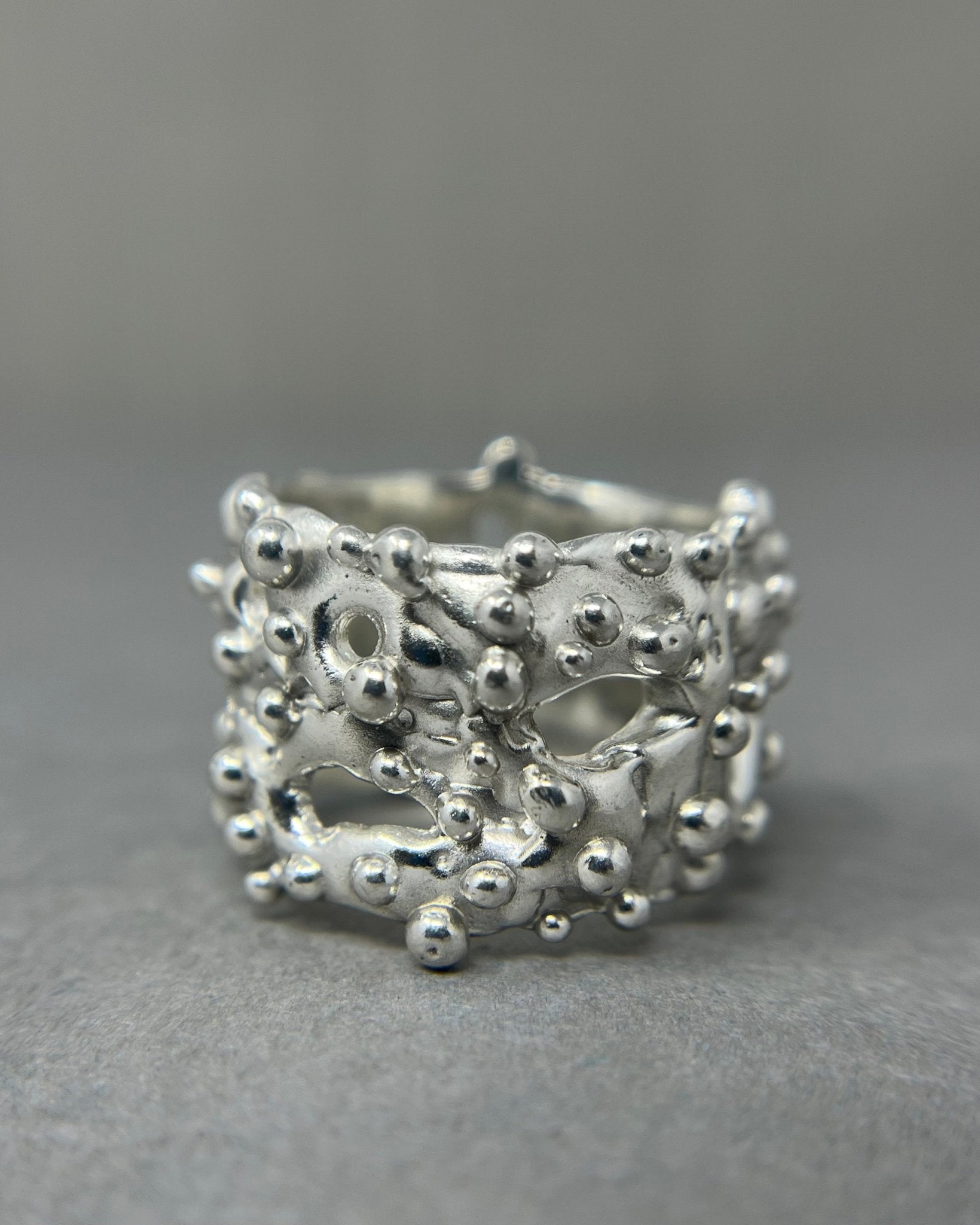 18mm Wide Bubbly Silver Ring - Emily Lisbeth Jewellery