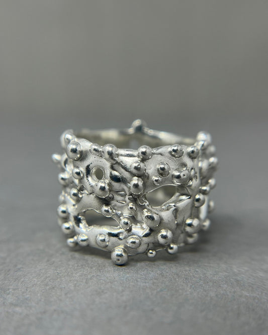 18mm Wide Bubbly Silver Ring - Emily Lisbeth Jewellery