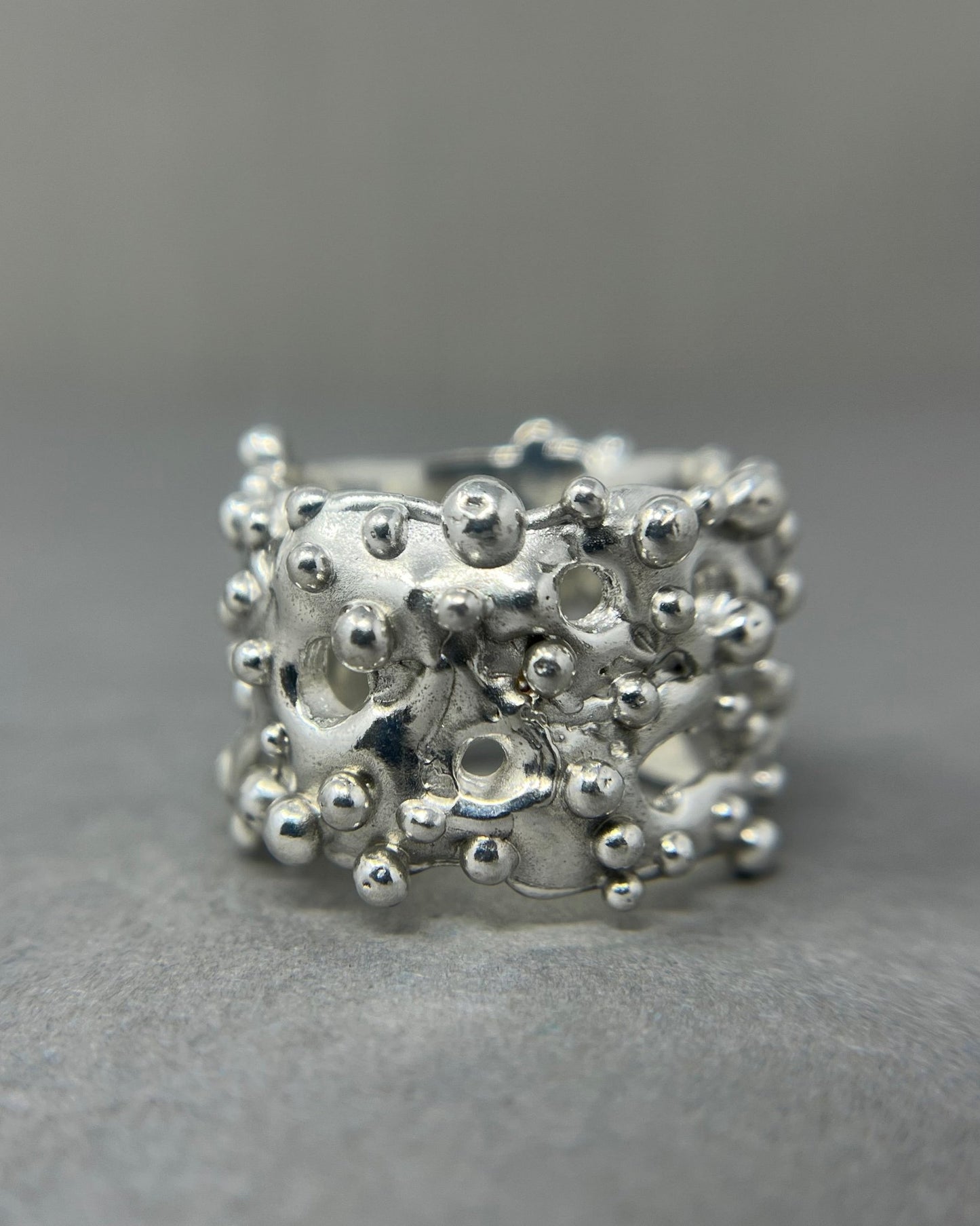 18mm Wide Bubbly Silver Ring - Emily Lisbeth Jewellery