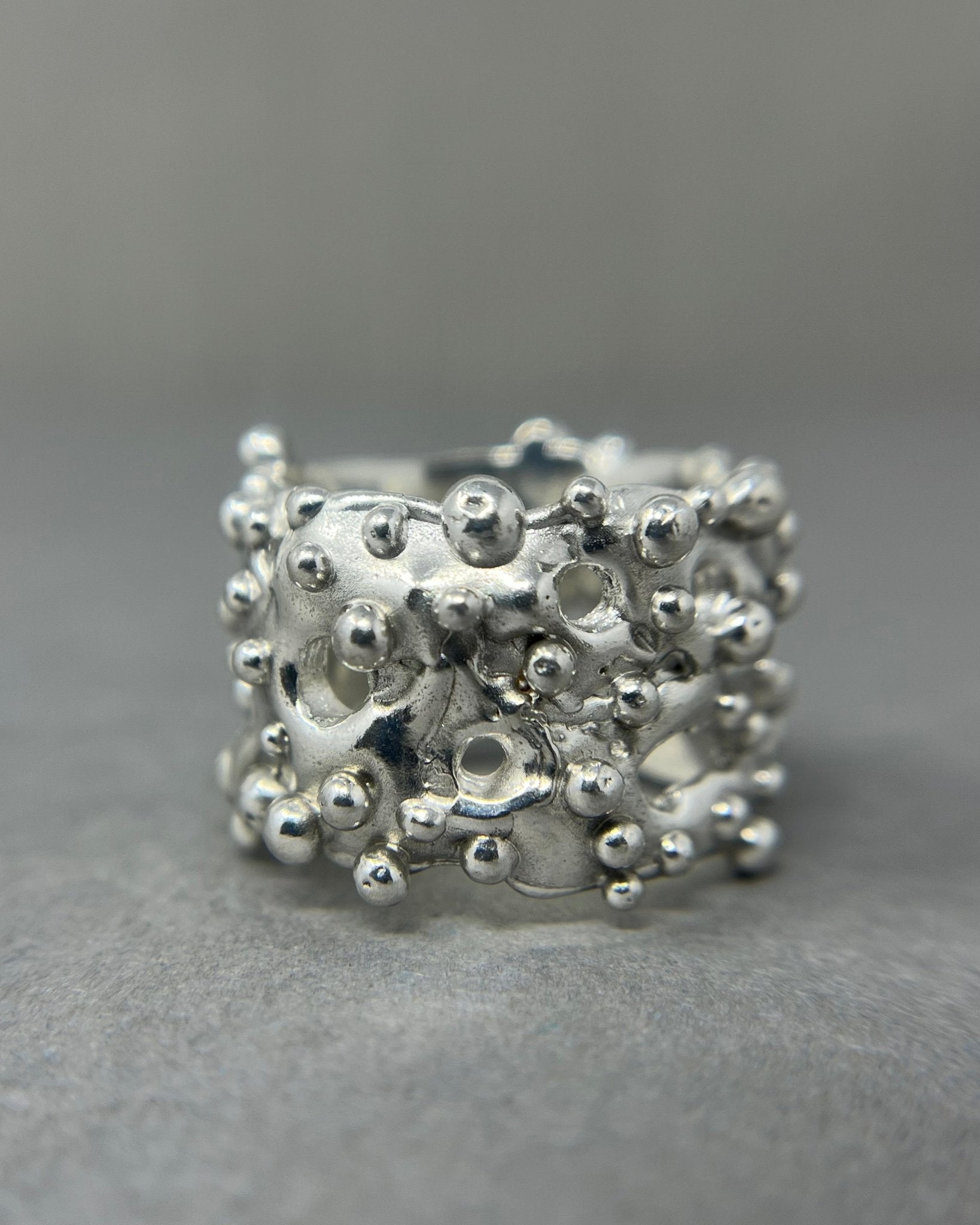 18mm Wide Bubbly Silver Ring - Emily Lisbeth Jewellery