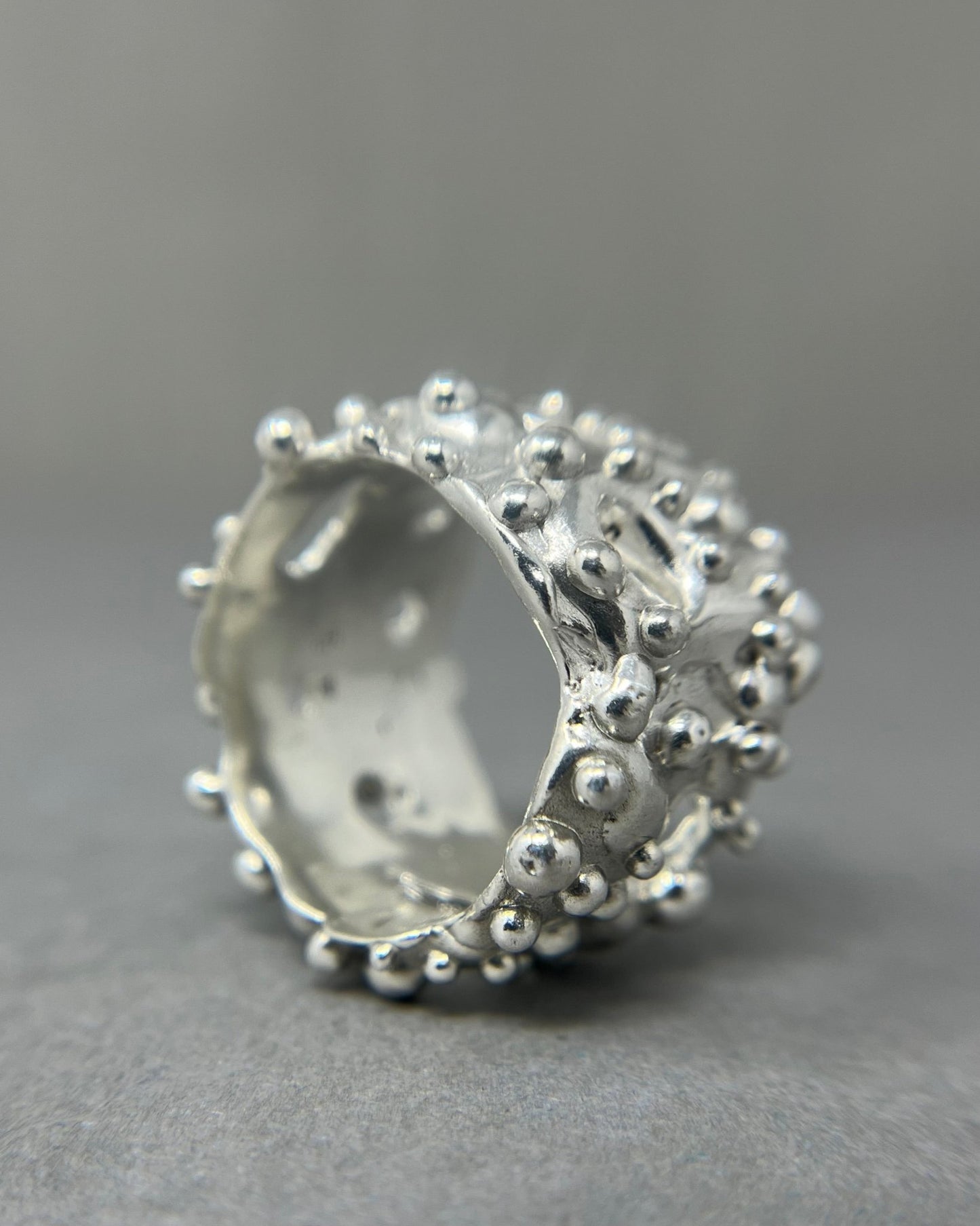 18mm Wide Bubbly Silver Ring - Emily Lisbeth Jewellery