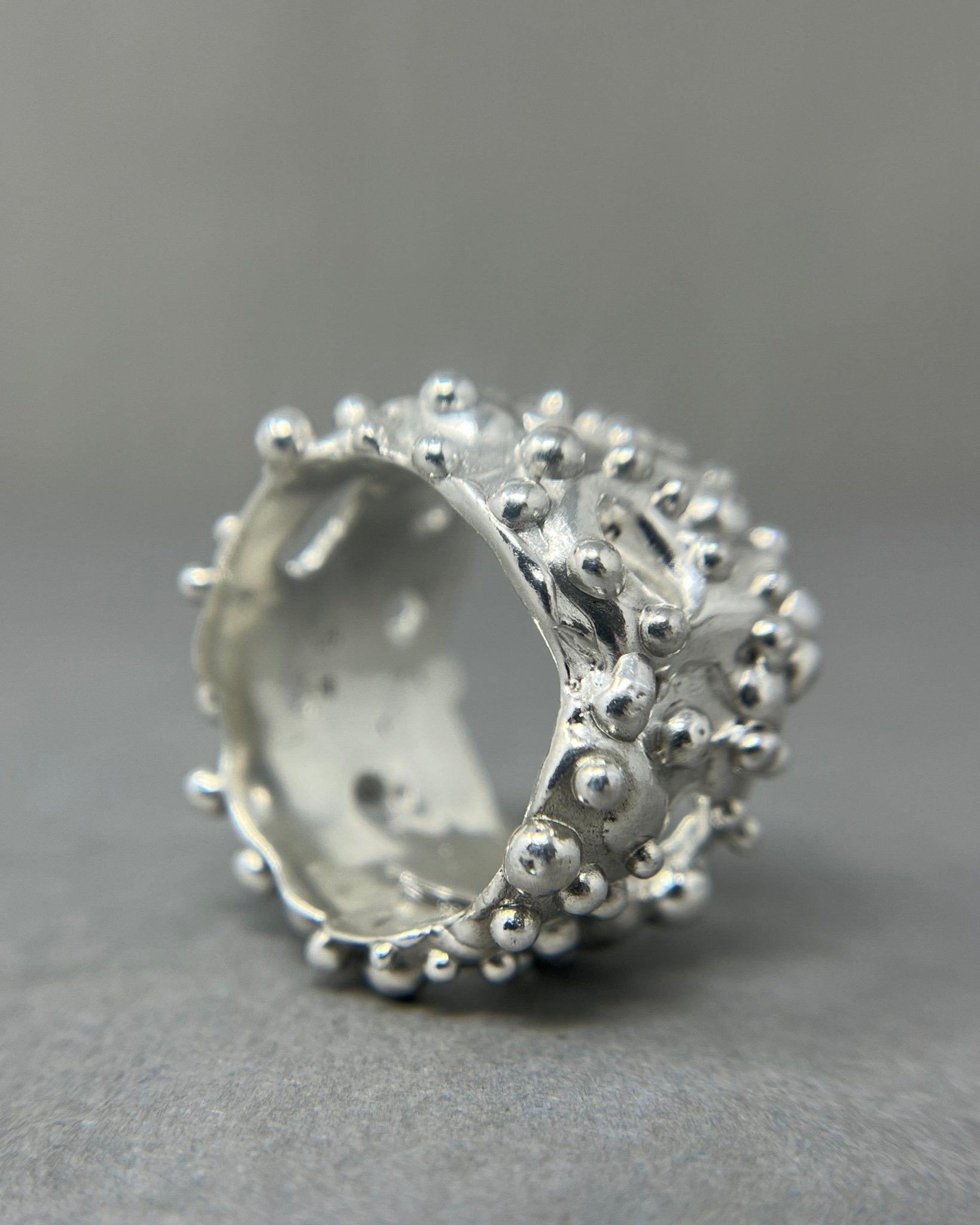 18mm Wide Bubbly Silver Ring - Emily Lisbeth Jewellery