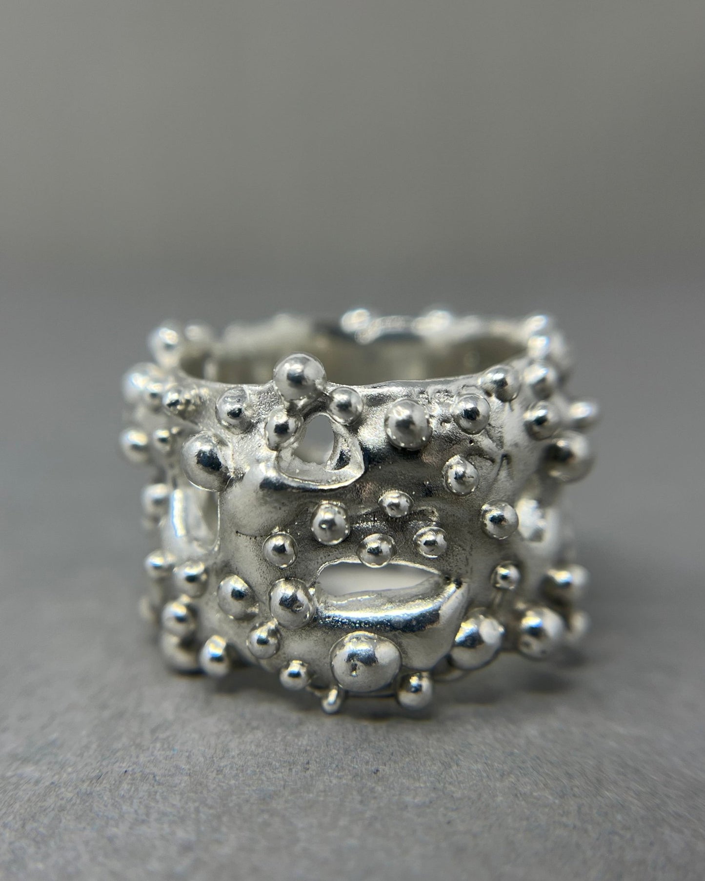 18mm Wide Bubbly Silver Ring - Emily Lisbeth Jewellery