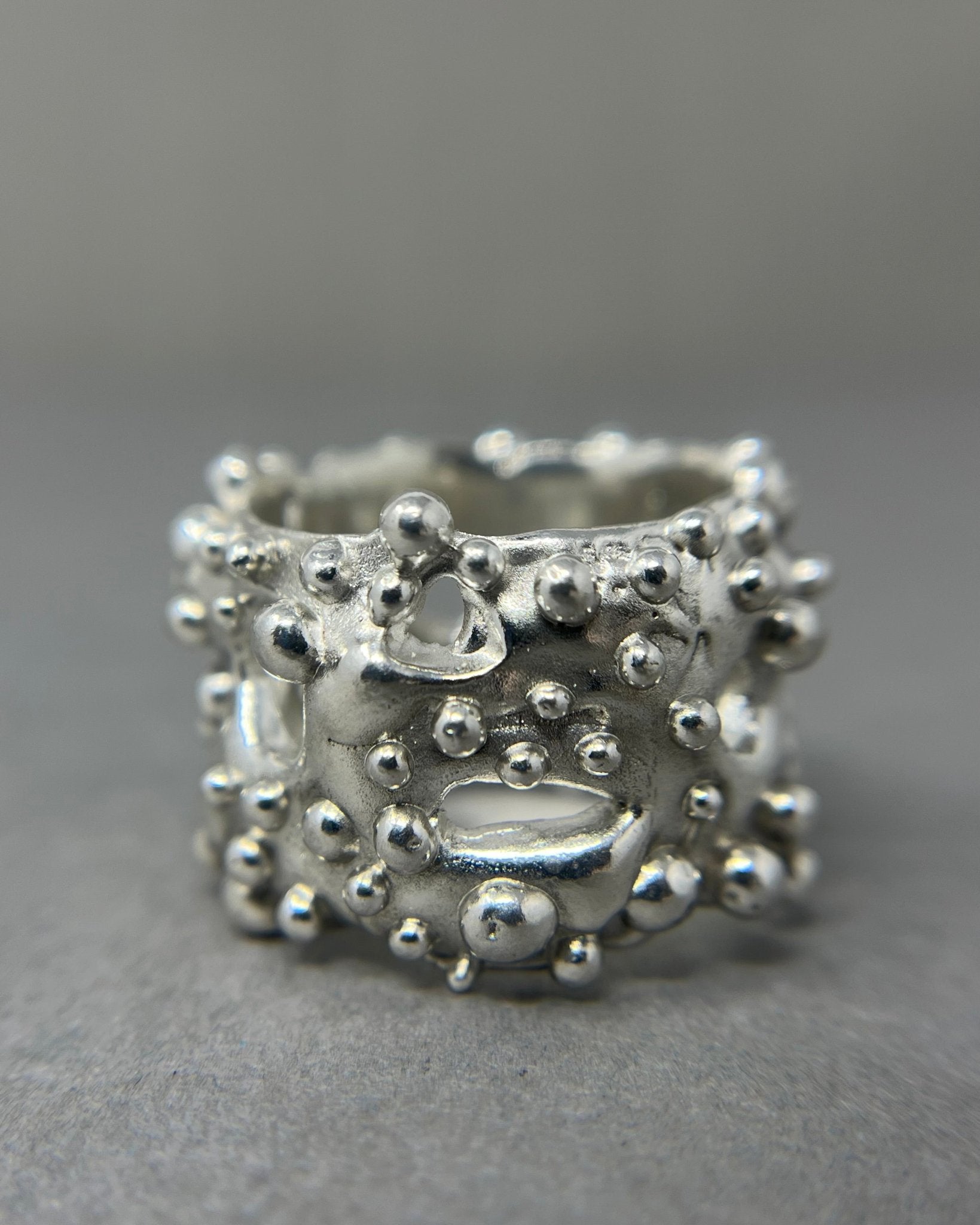 18mm Wide Bubbly Silver Ring - Emily Lisbeth Jewellery