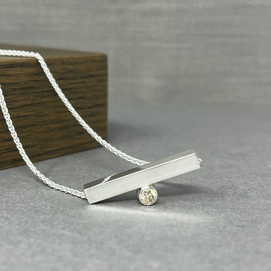 Balance Slider Birthstone Pendant / Sterling Silver and Gemstone