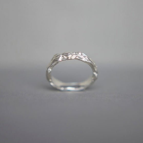 4mm Molten Silver Wedding Ring - Emily Lisbeth Jewellery