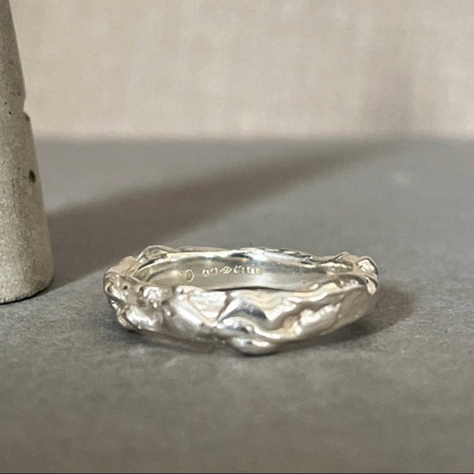 4mm Molten Silver Wedding Ring - Emily Lisbeth Jewellery