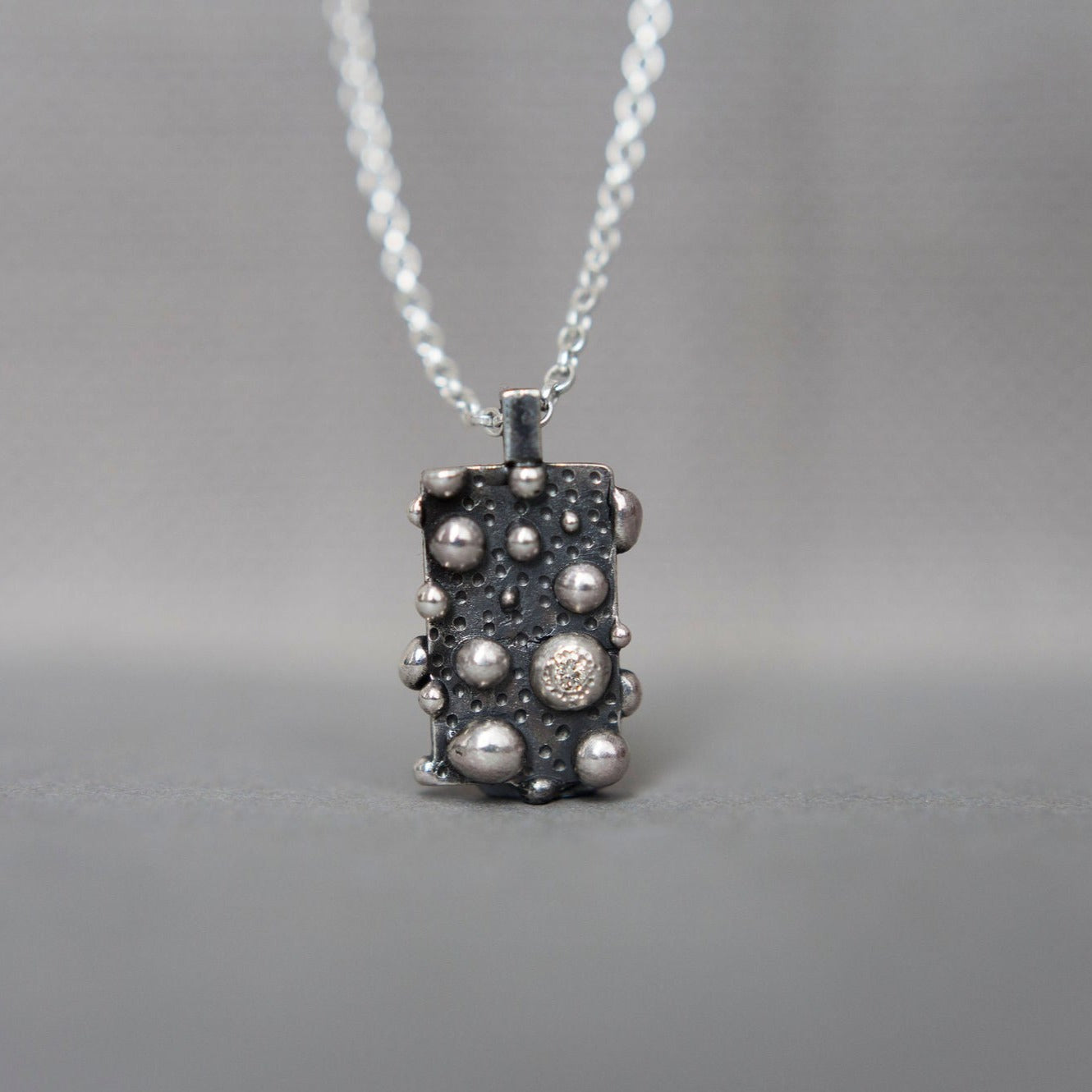 Oxidised Diamond Bubble Necklace / Sterling Silver