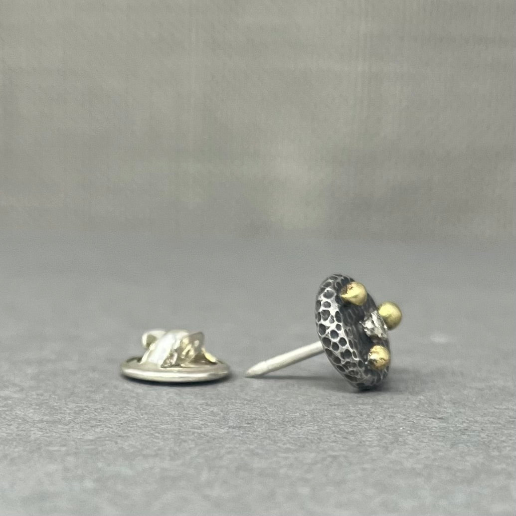 Tie Pin / Sterling Silver, 18ct Gold, Diamond