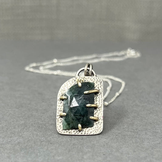 Emerald Slice Necklace / Sterling Silver and 9ct Gold