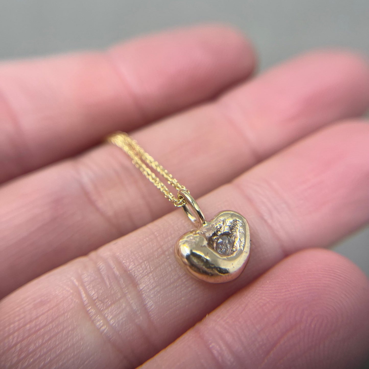 9ct Gold and Diamond Molten Heart Pendant - Emily Lisbeth Jewellery