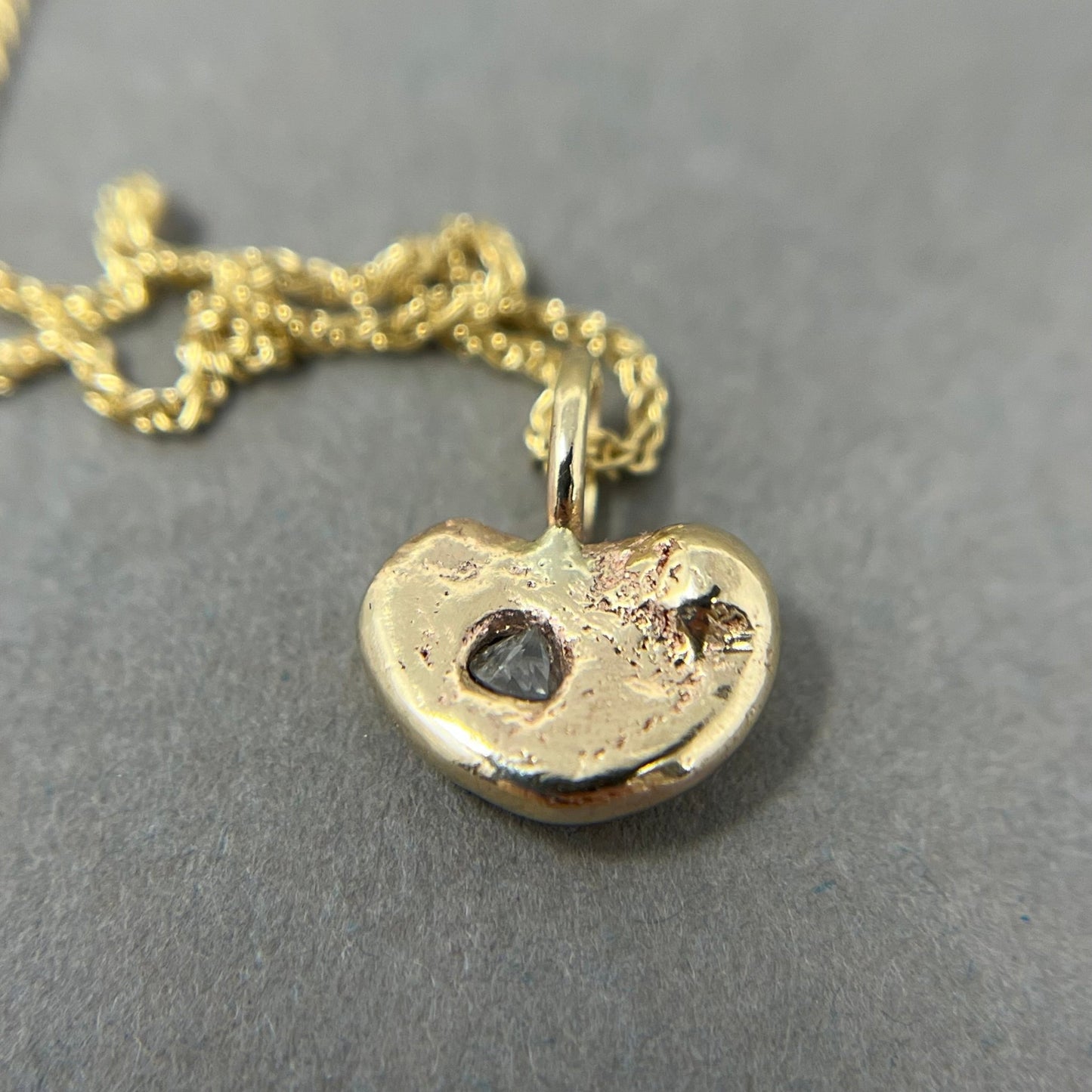 9ct Gold and Diamond Molten Heart Pendant - Emily Lisbeth Jewellery