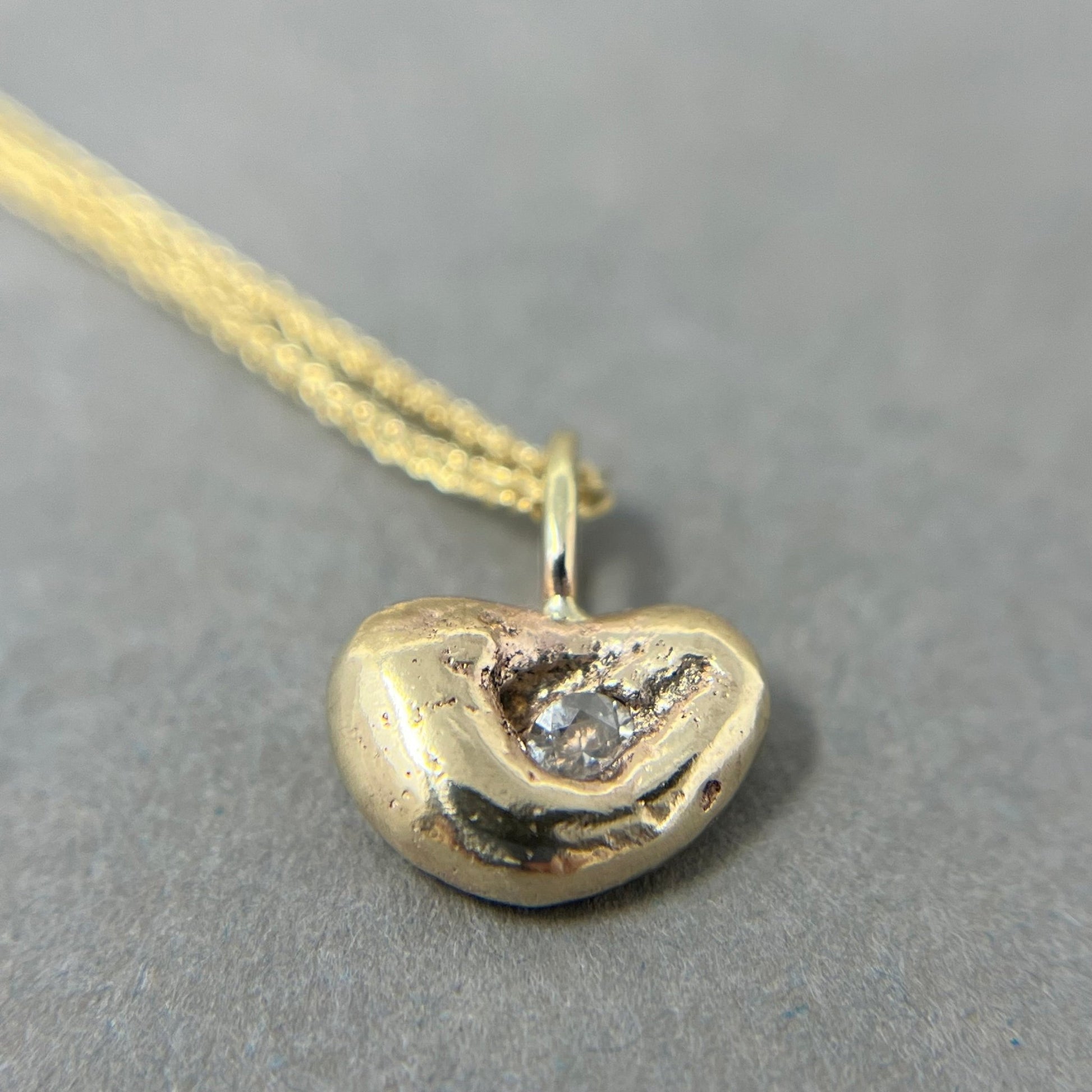 9ct Gold and Diamond Molten Heart Pendant - Emily Lisbeth Jewellery