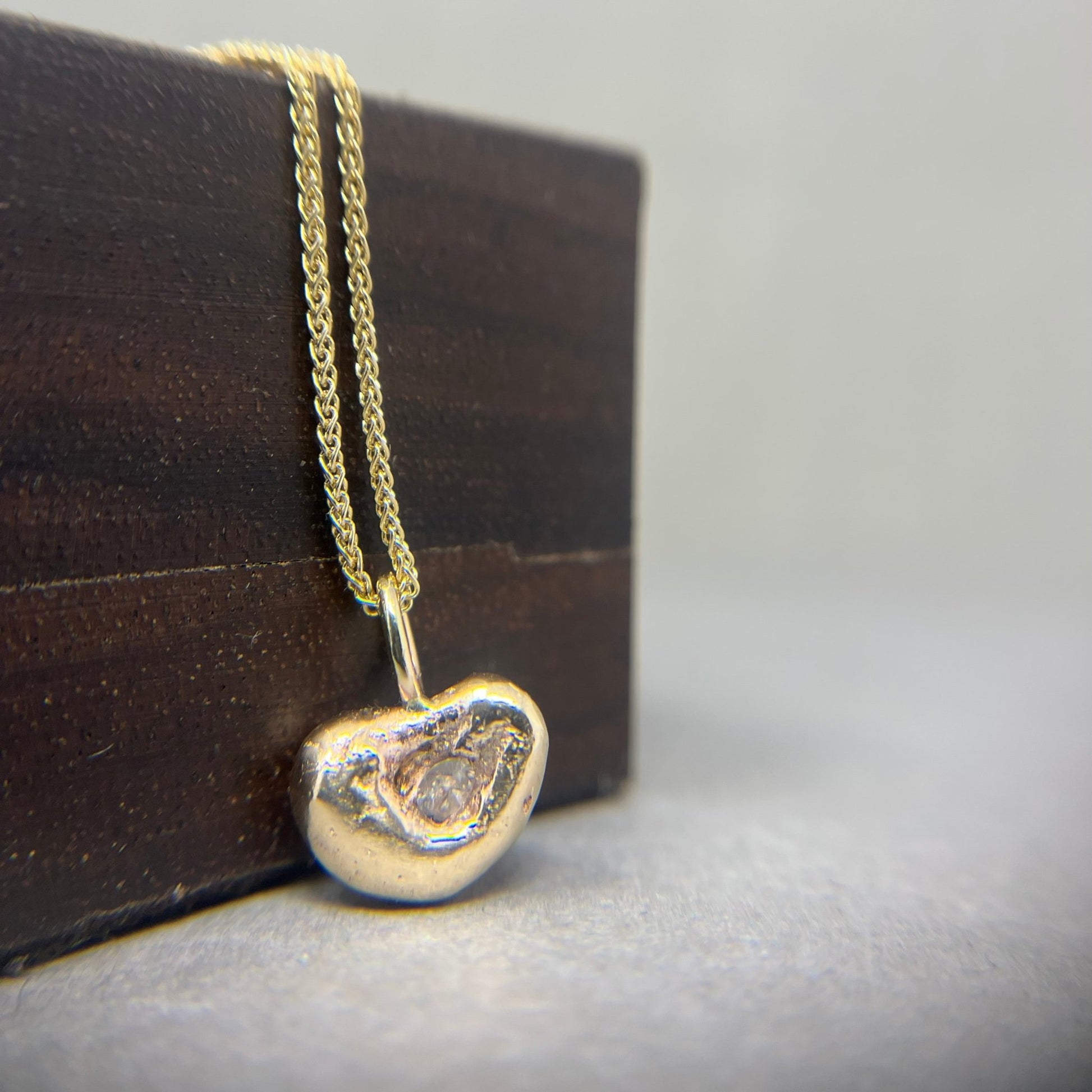 9ct Gold and Diamond Molten Heart Pendant - Emily Lisbeth Jewellery