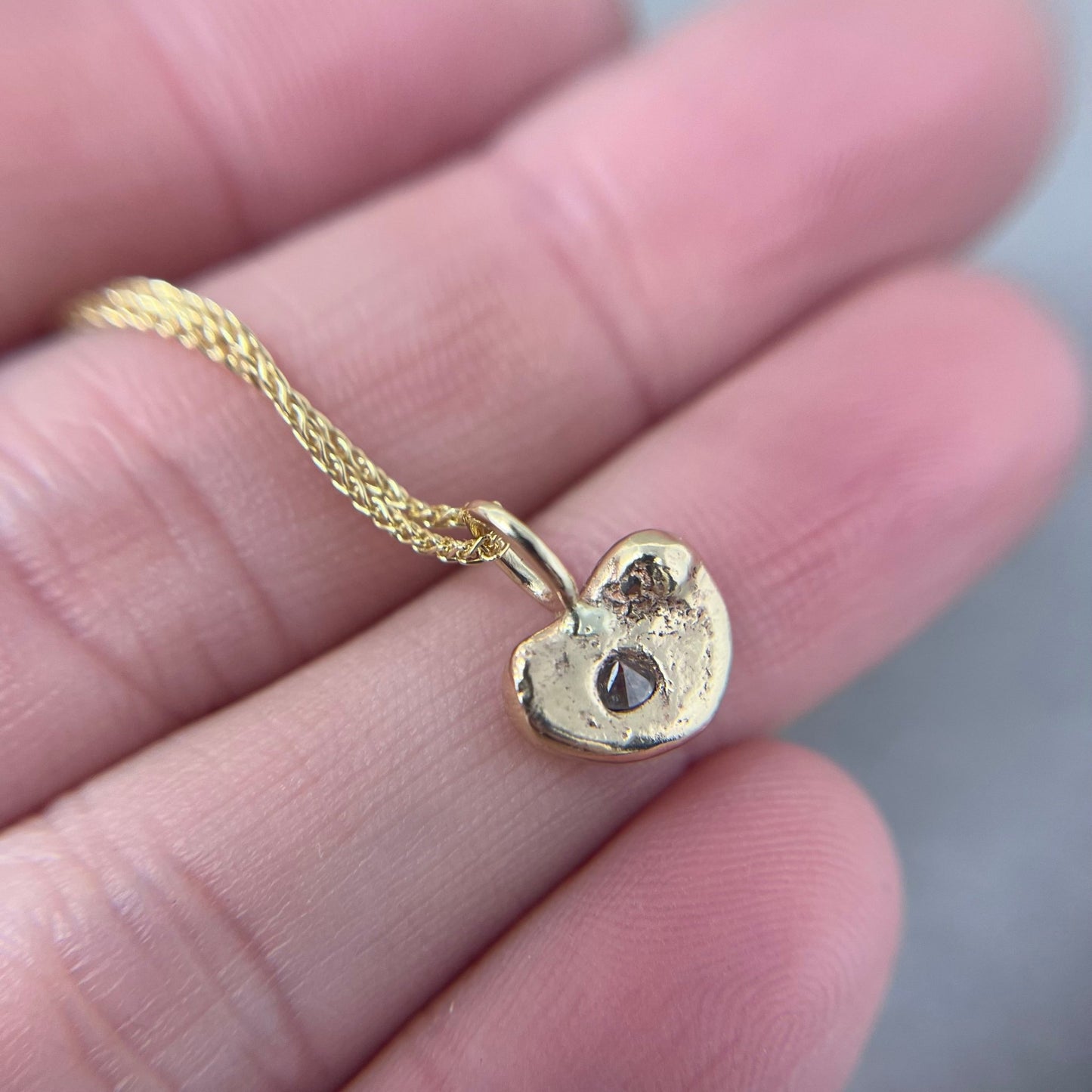 9ct Gold and Diamond Molten Heart Pendant - Emily Lisbeth Jewellery