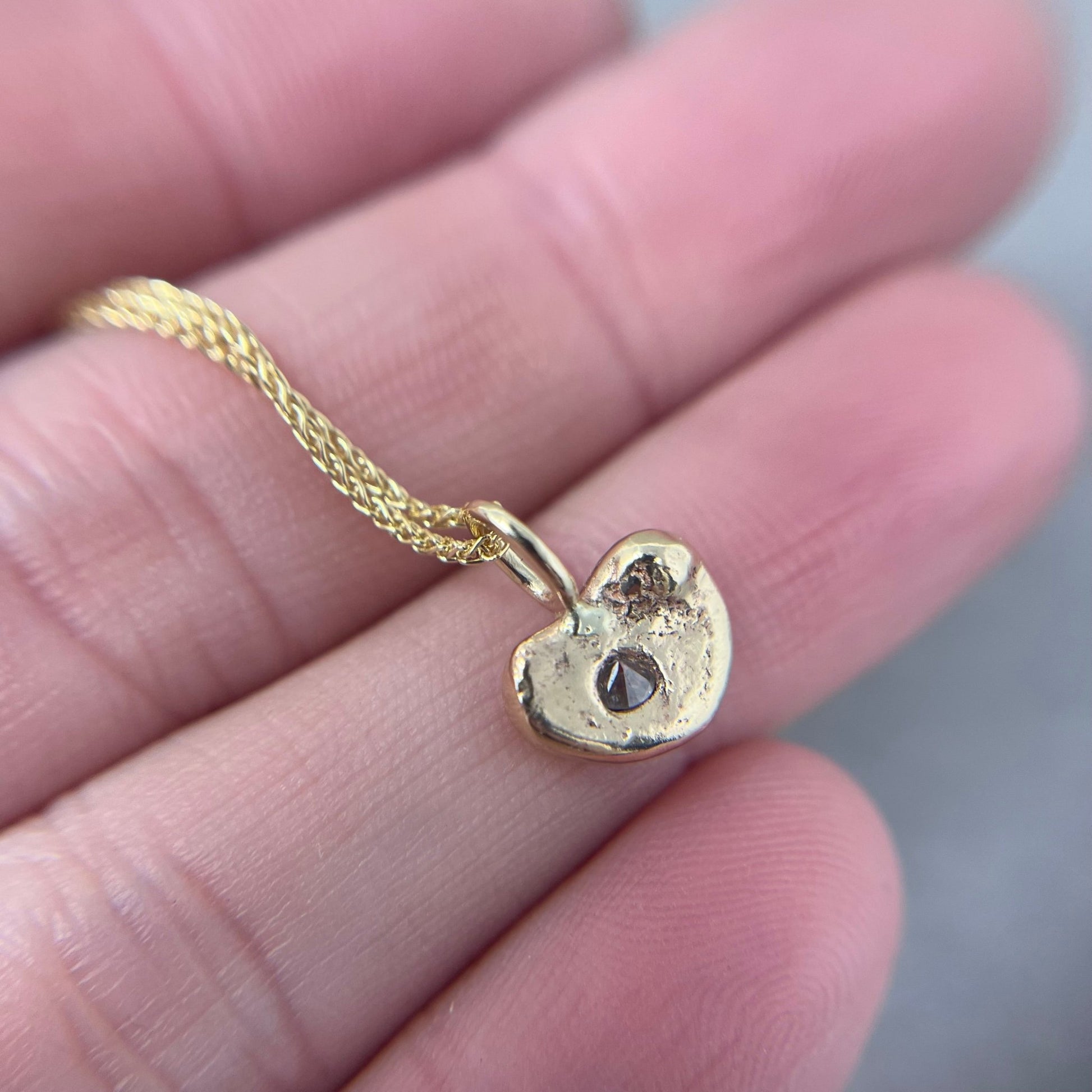 9ct Gold and Diamond Molten Heart Pendant - Emily Lisbeth Jewellery