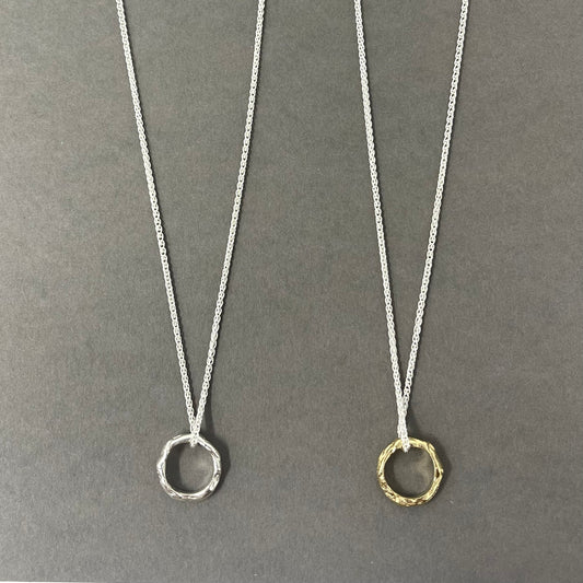 Molten Hoop Necklace / Silver or Gold
