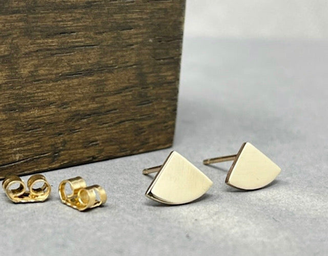 Fan Studs / Sterling Silver or 9ct Gold
