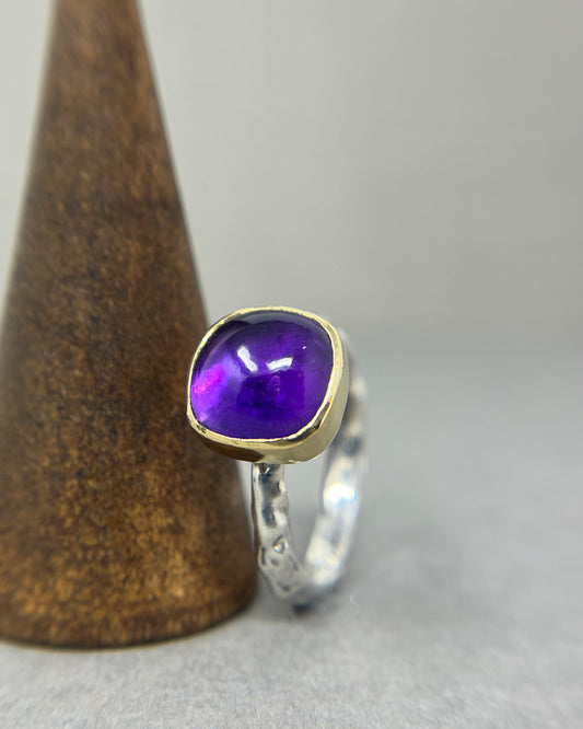 Molten Silver and Gold Amethyst Ring