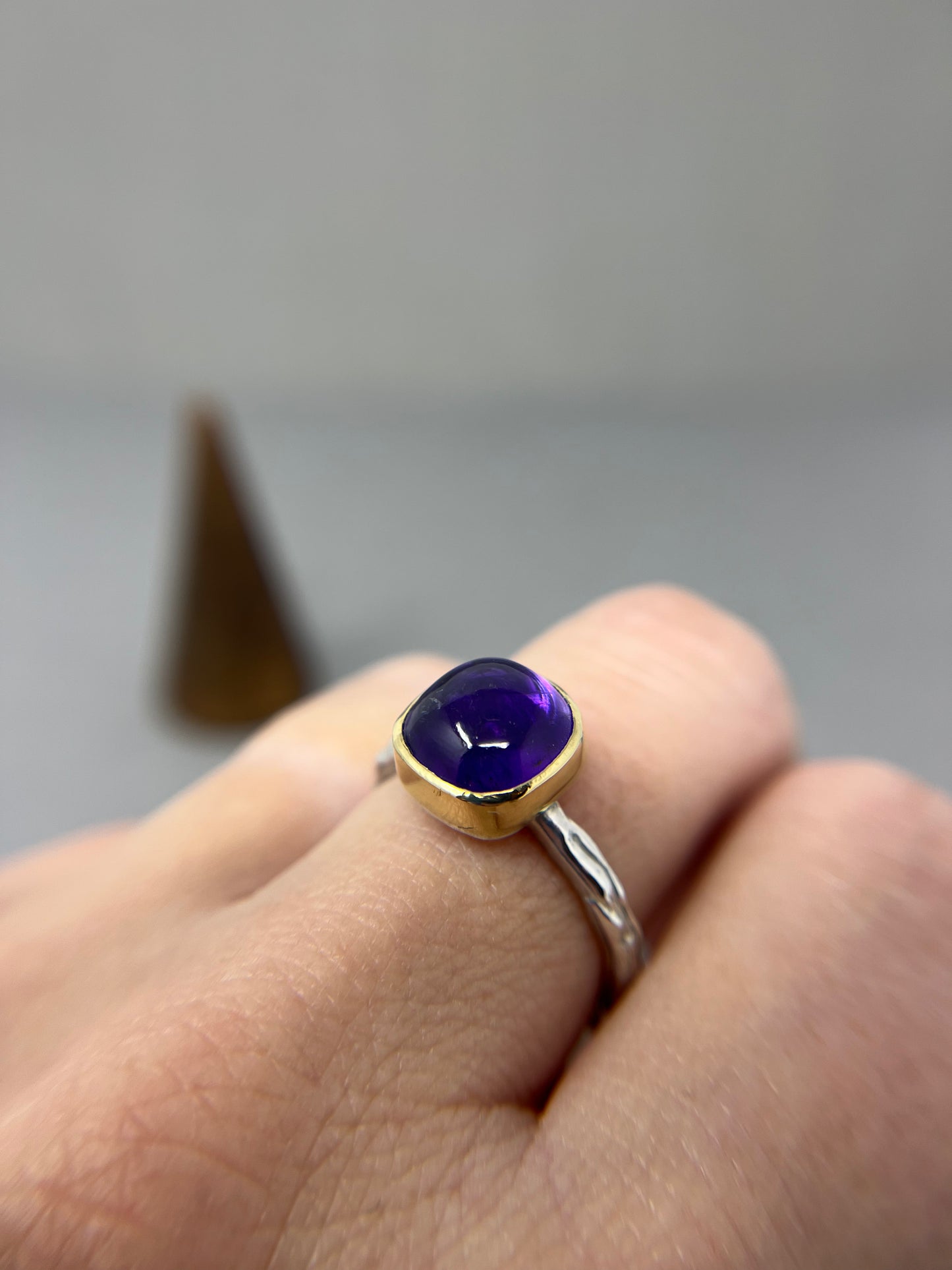 Molten Silver and Gold Amethyst Ring