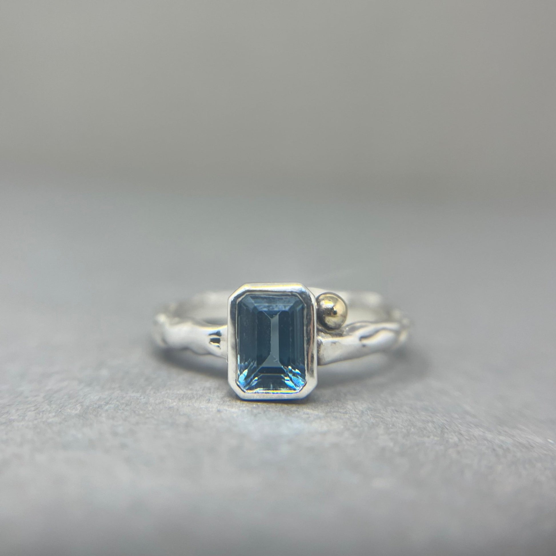 Blue Topaz Silver and Gold Ring - Emily Lisbeth Jewellery
