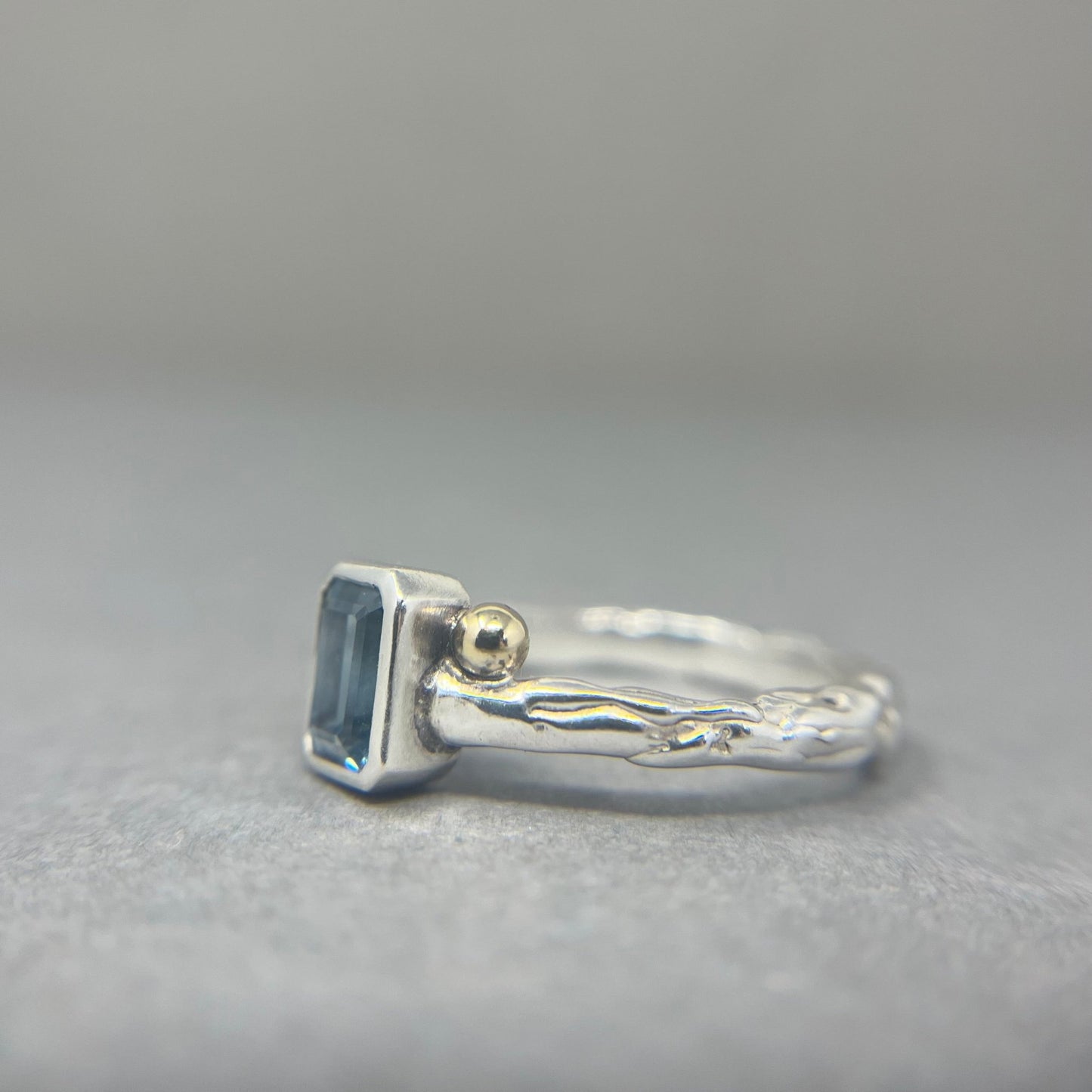 Blue Topaz Silver and Gold Ring - Emily Lisbeth Jewellery