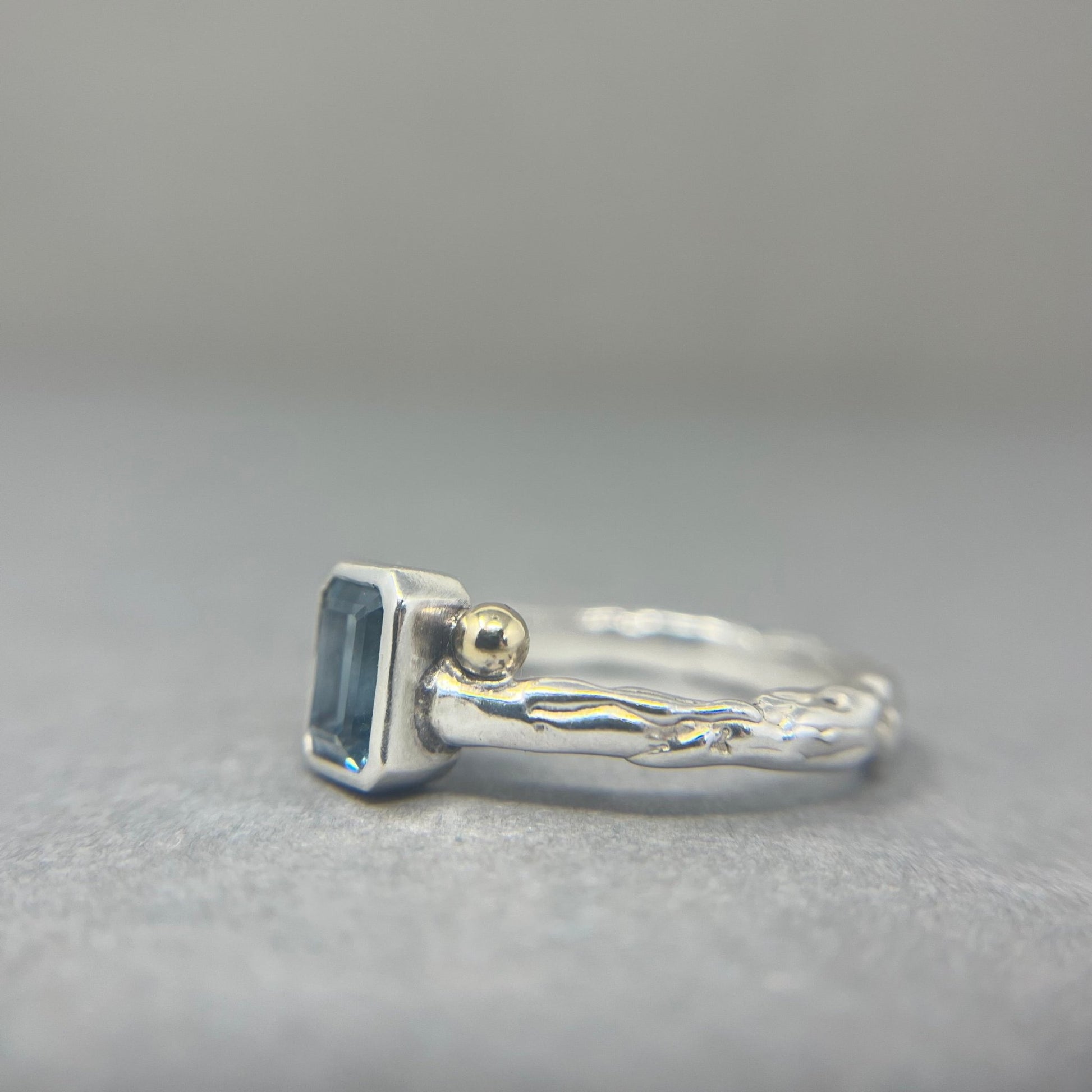 Blue Topaz Silver and Gold Ring - Emily Lisbeth Jewellery