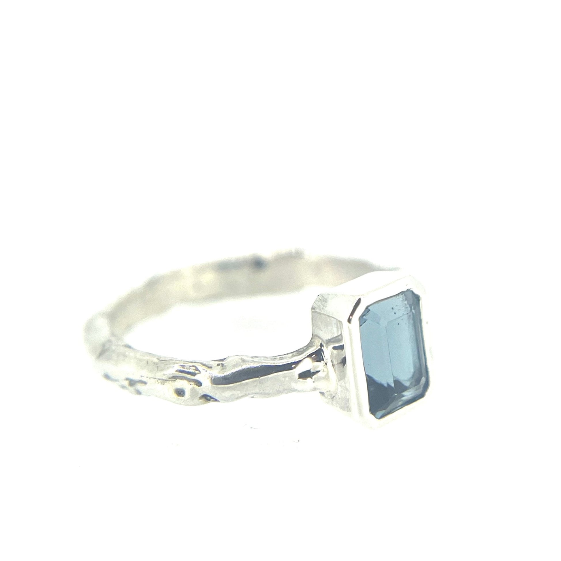 Blue Topaz Silver and Gold Ring - Emily Lisbeth Jewellery
