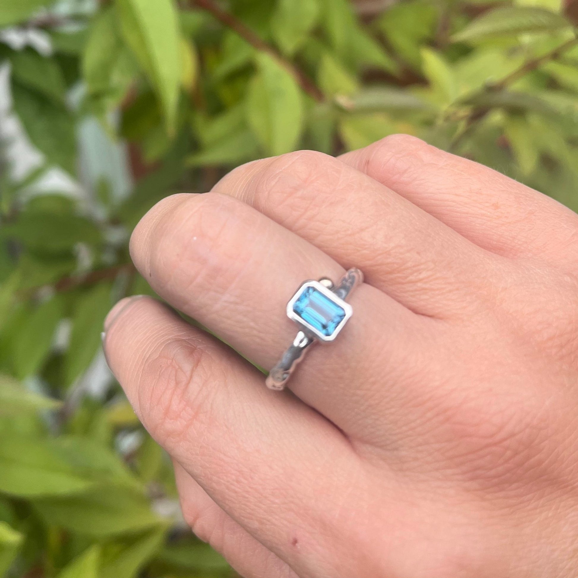 Blue Topaz Silver and Gold Ring - Emily Lisbeth Jewellery