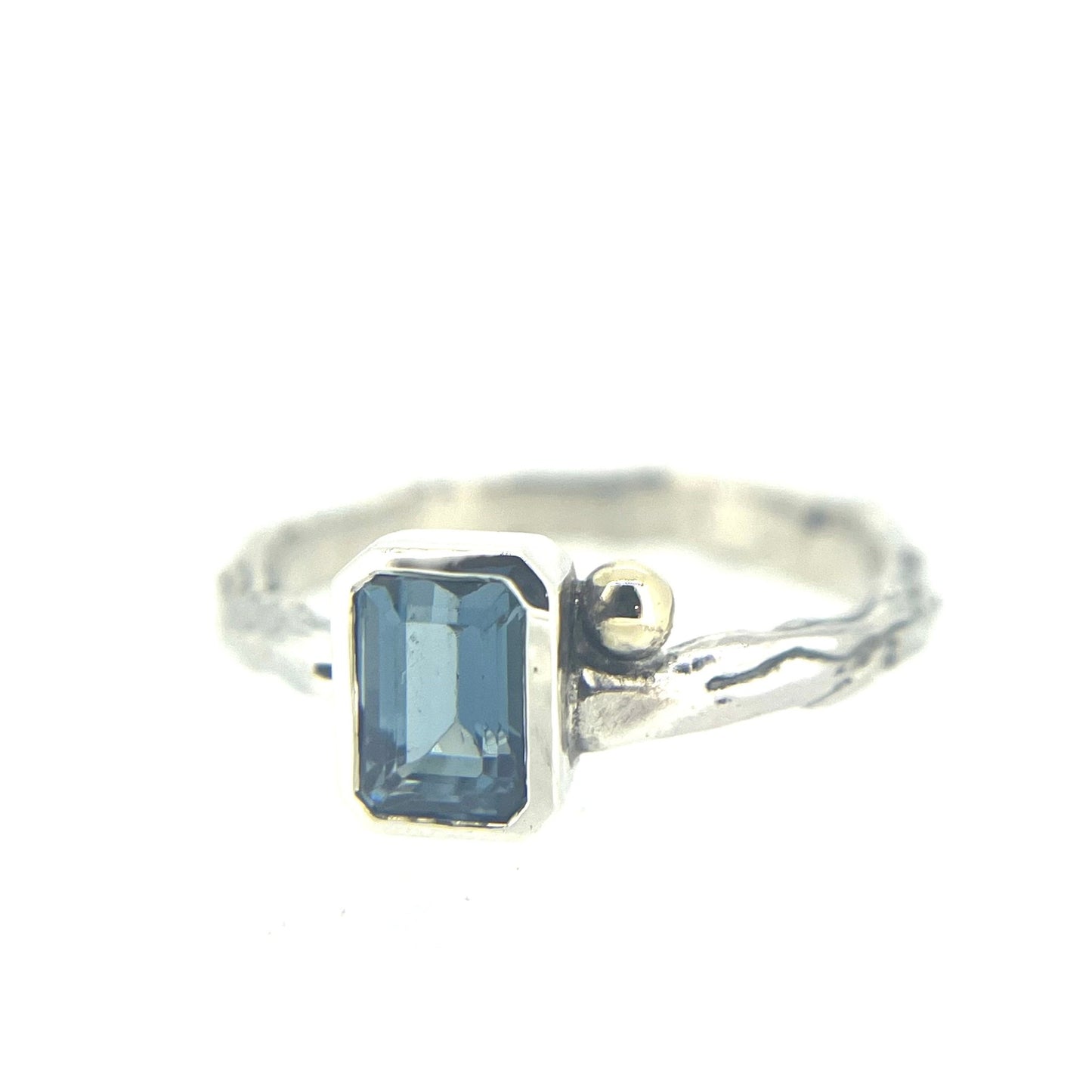 Blue Topaz Silver and Gold Ring - Emily Lisbeth Jewellery
